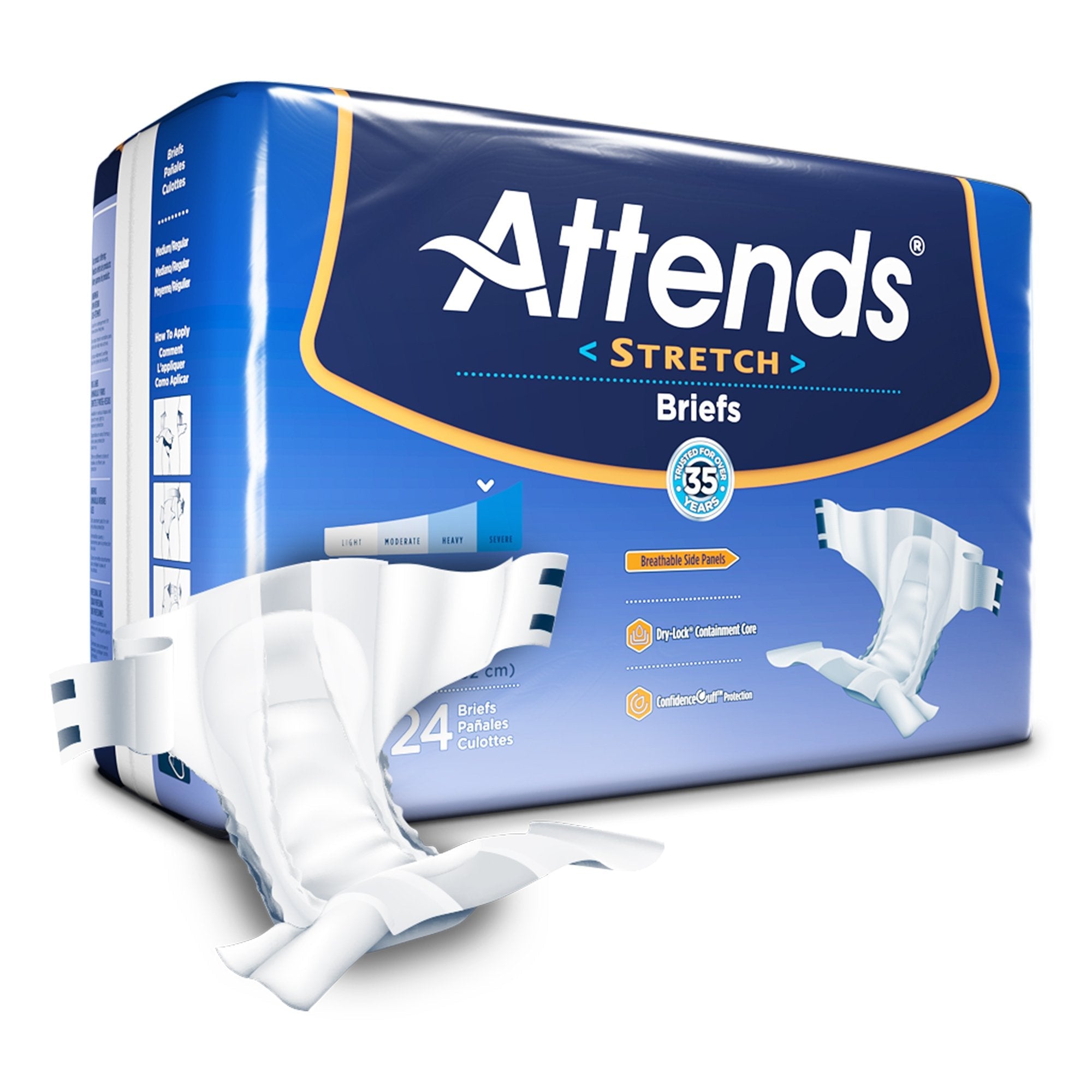 Attends® Stretch Briefs, Medium / Regular (24 Units)