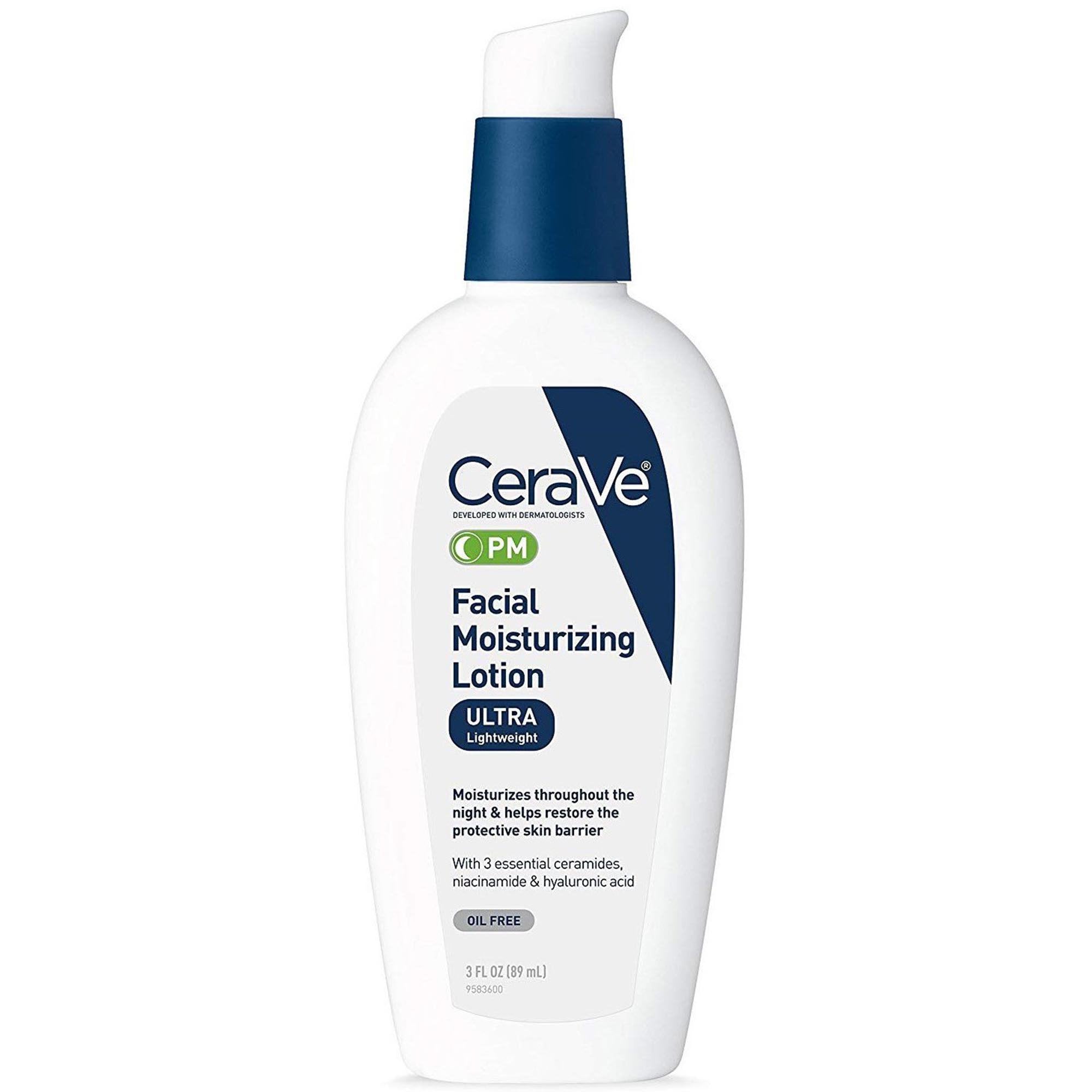 Facial Moisturizer CeraVe® PM 3 oz. Pump Bottle Unscented Lotion (1 Unit)