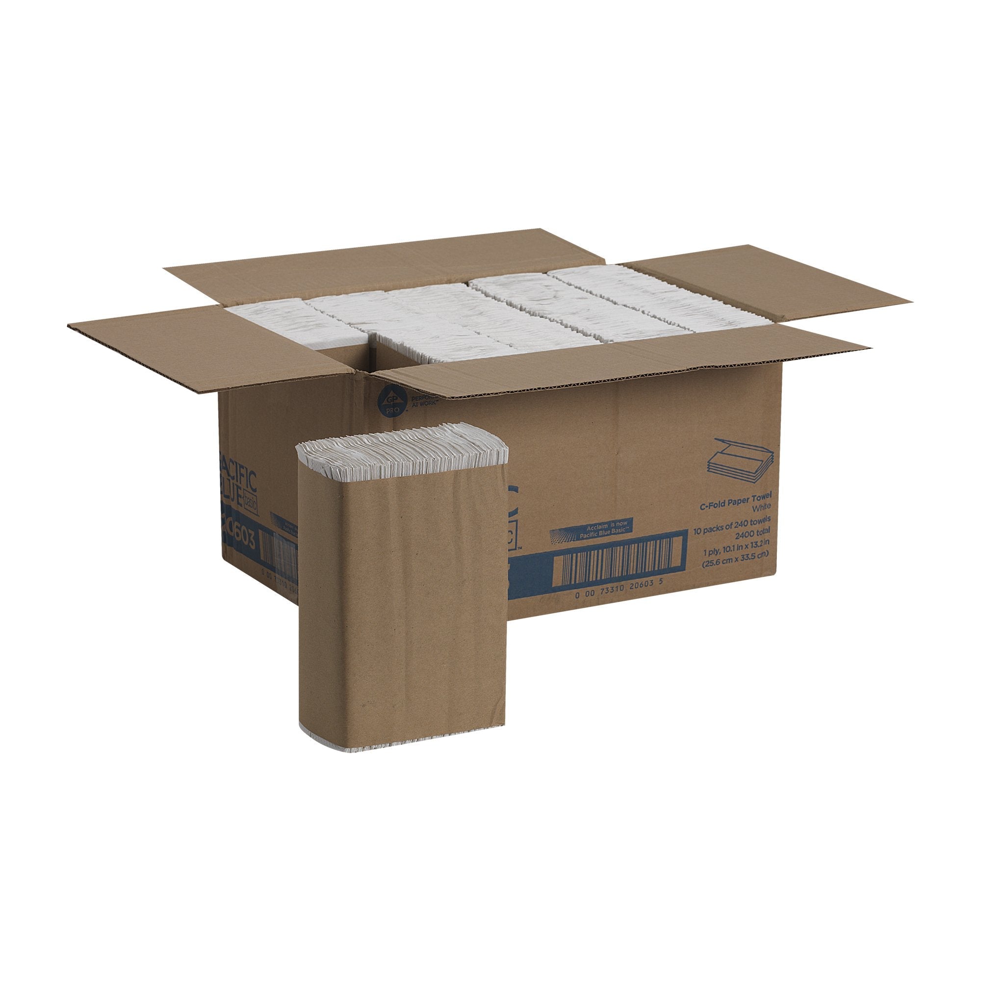 Pacific Blue Basic™ Paper Towel, 240 per Pack, 10 Packs per Case (240 Units)