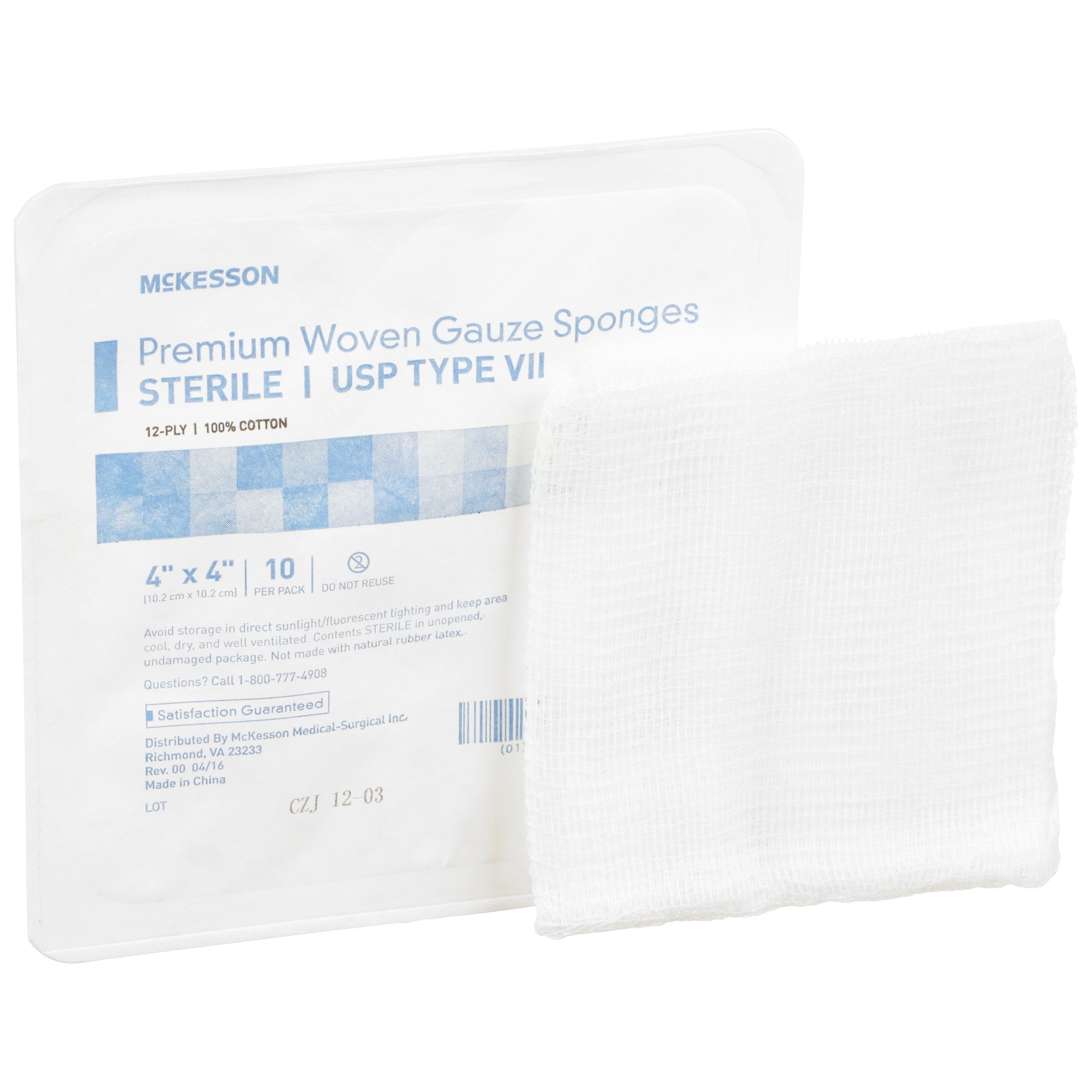 McKesson Sterile USP Type VII Gauze Sponge 4x4" - 1280 Pack for Wound Care