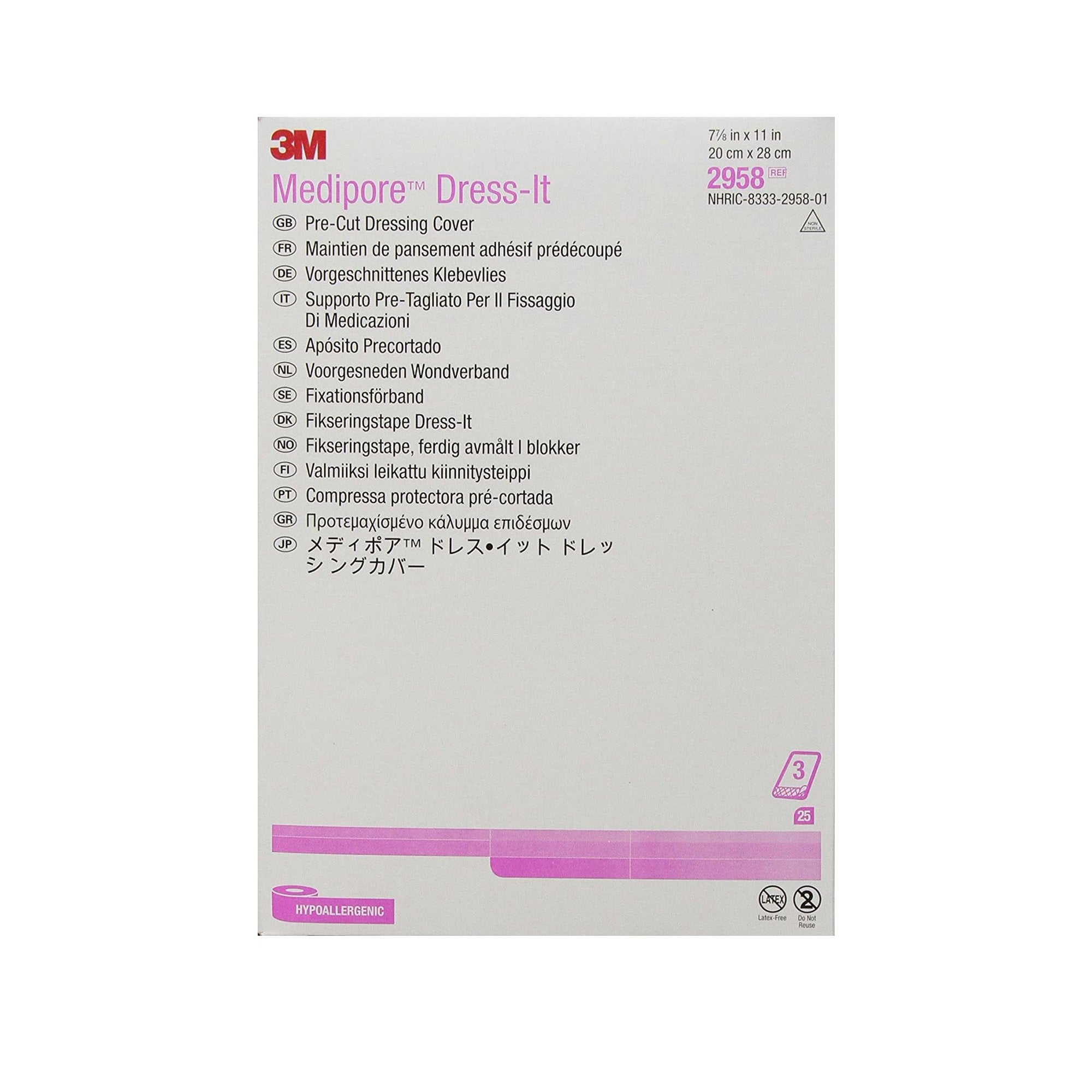 3M™ Medipore™ Cloth Dressing Retention Tape, 7-7/8 x 11 Inch, White (25 Units)
