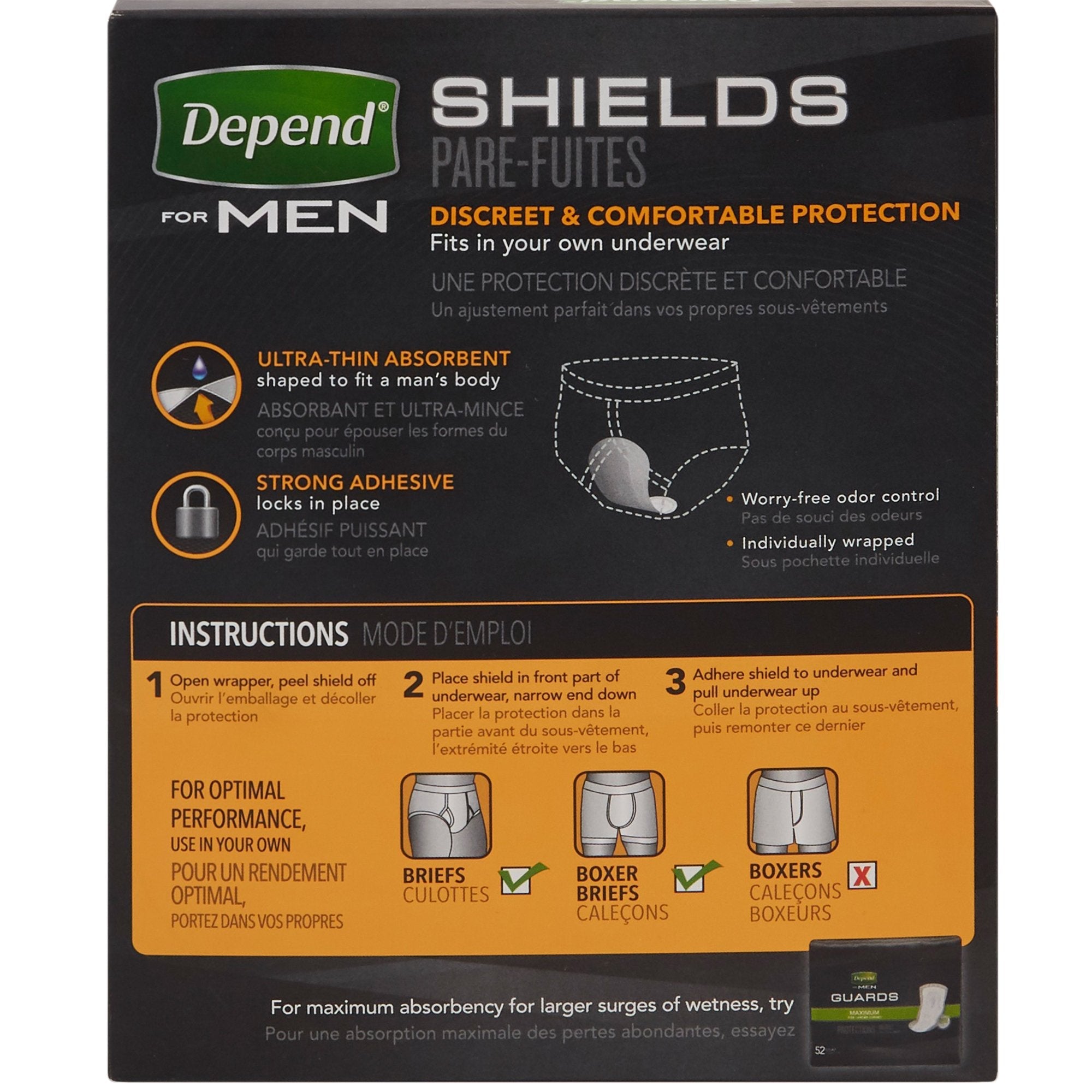 Depend® Shields for Men Light Bladder Control Pad, (58 Units)