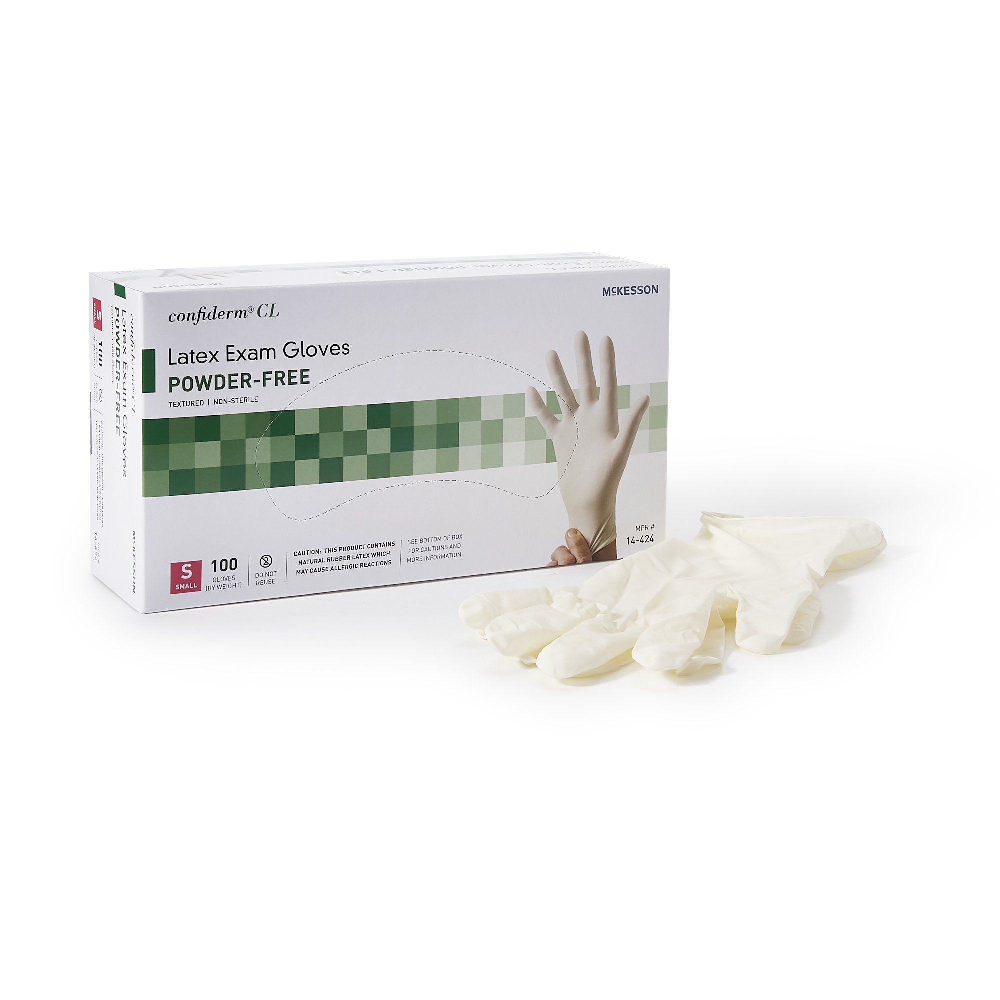 McKesson Confiderm Small Latex Exam Gloves, Ivory - 100 Pack