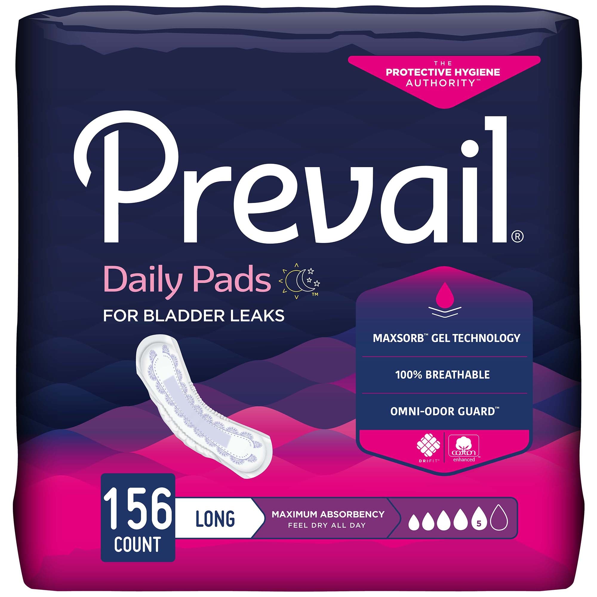 Prevail® Maximum Absorbency Bladder Control Pads, 13" - 39 Pack