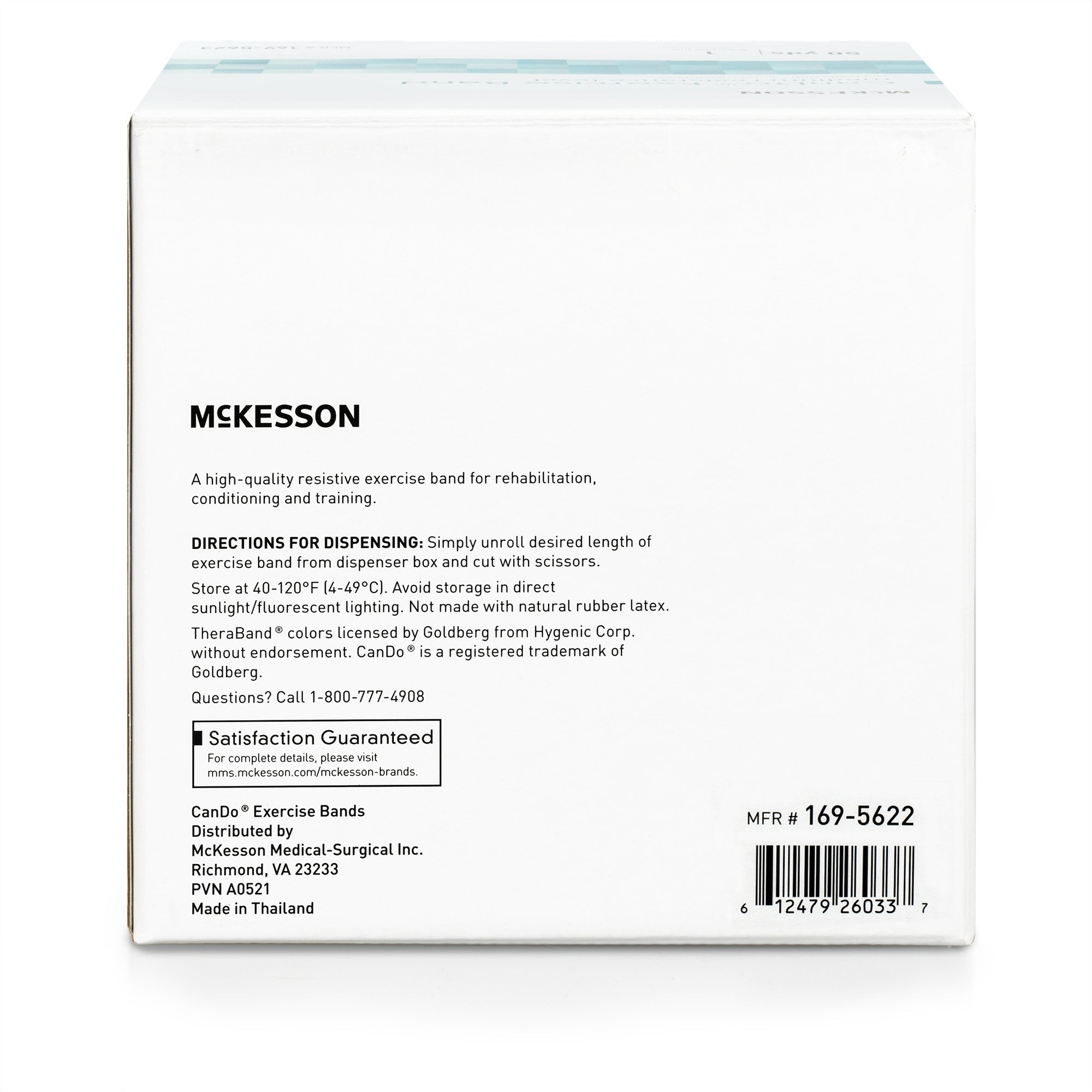 McKesson CanDo® Exercise Resistance Band, Red, 5 Inch x 50 Yard, Light Resistance (1 Unit)