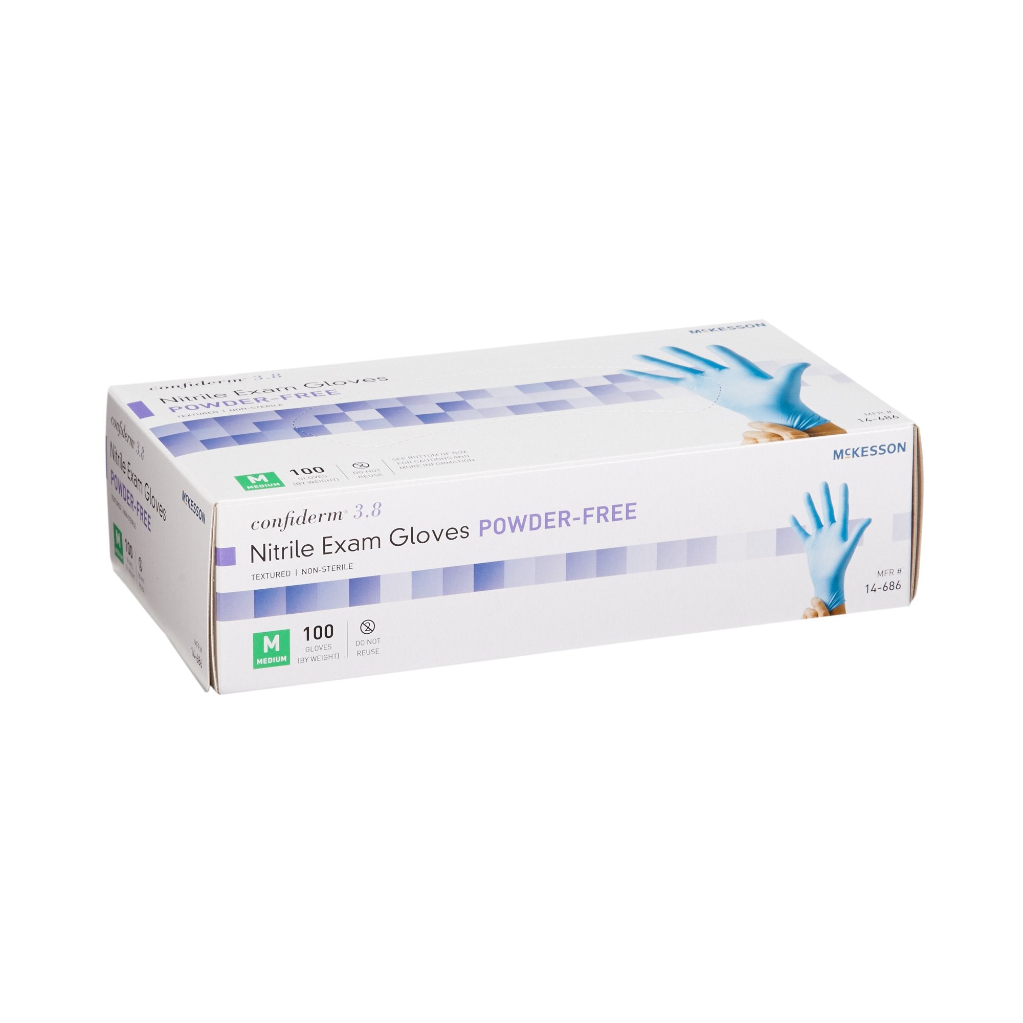 McKesson Confiderm 3.8 Medium Nitrile Exam Gloves, Blue - 100 Pack