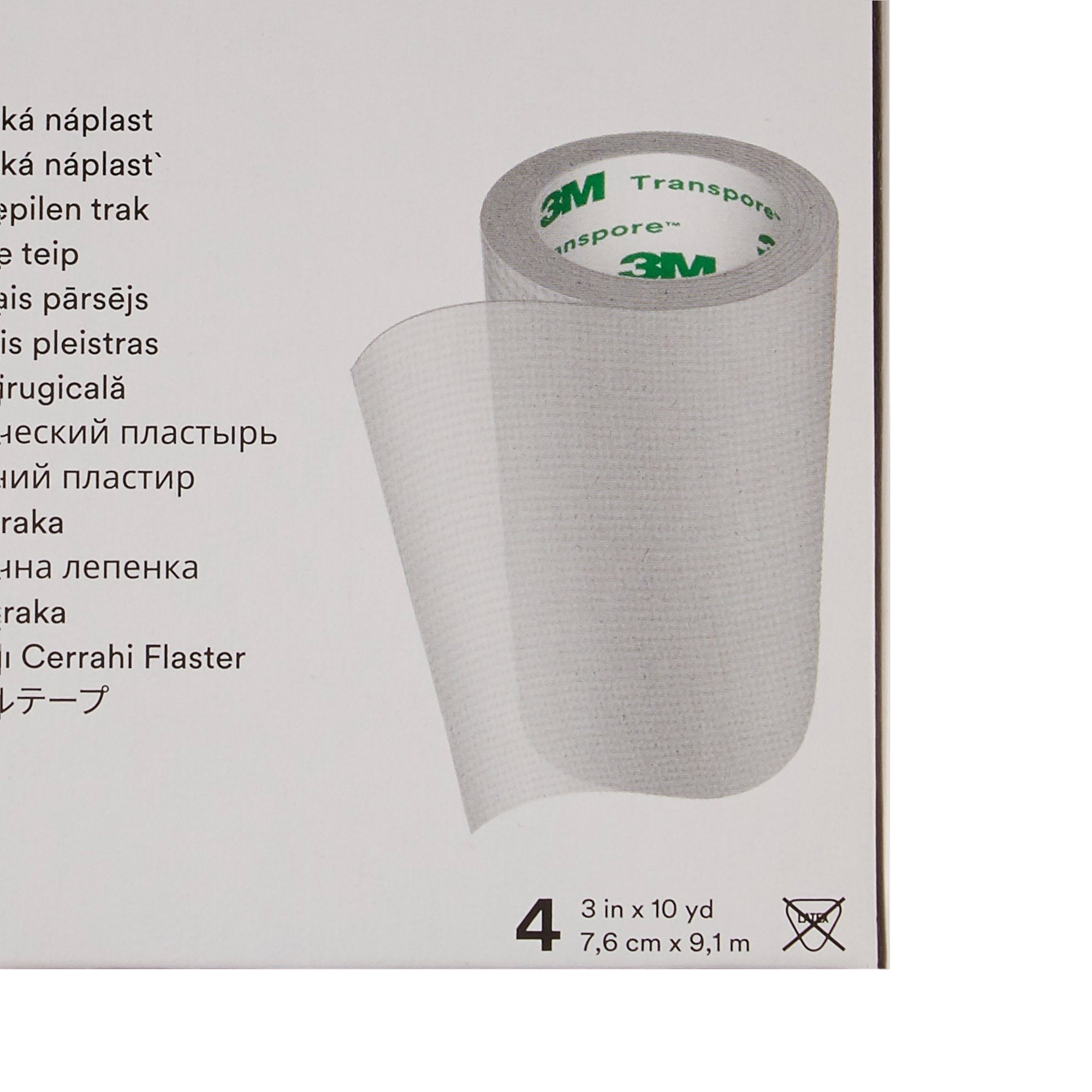 3M™ Transpore™ Plastic Medical Tape, 3 Inch x 10 Yard, Transparent (4 Units)