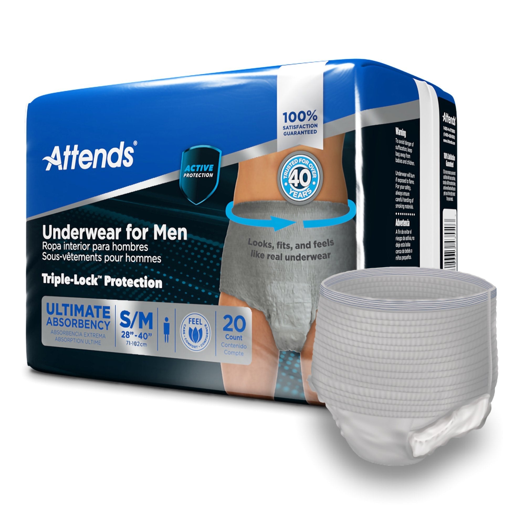 Attends® Discreet Men's Underwear, Level 5, Small / Medium (20 Units)