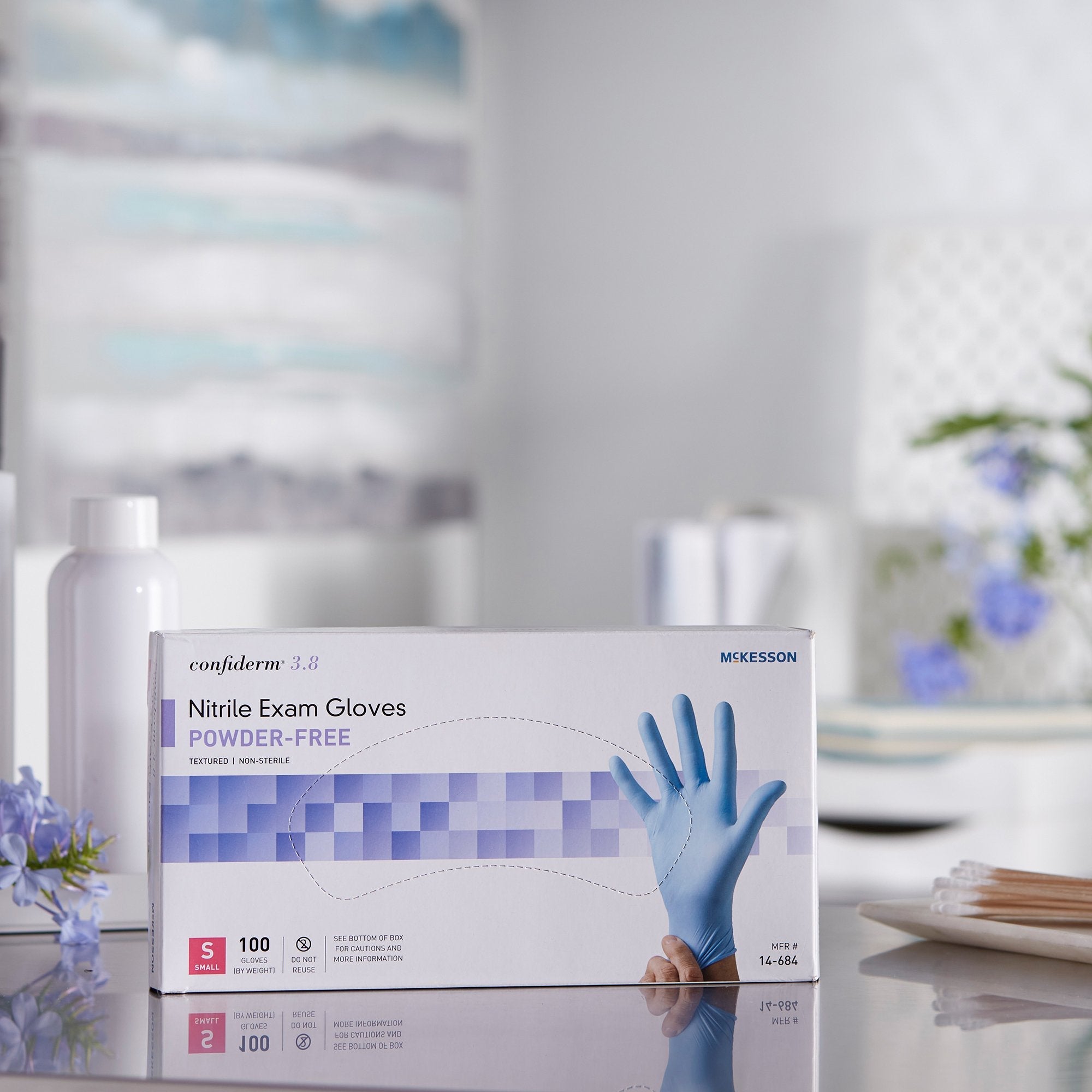 McKesson Confiderm® 3.8 Small Nitrile Exam Gloves, Blue - 100 Pack