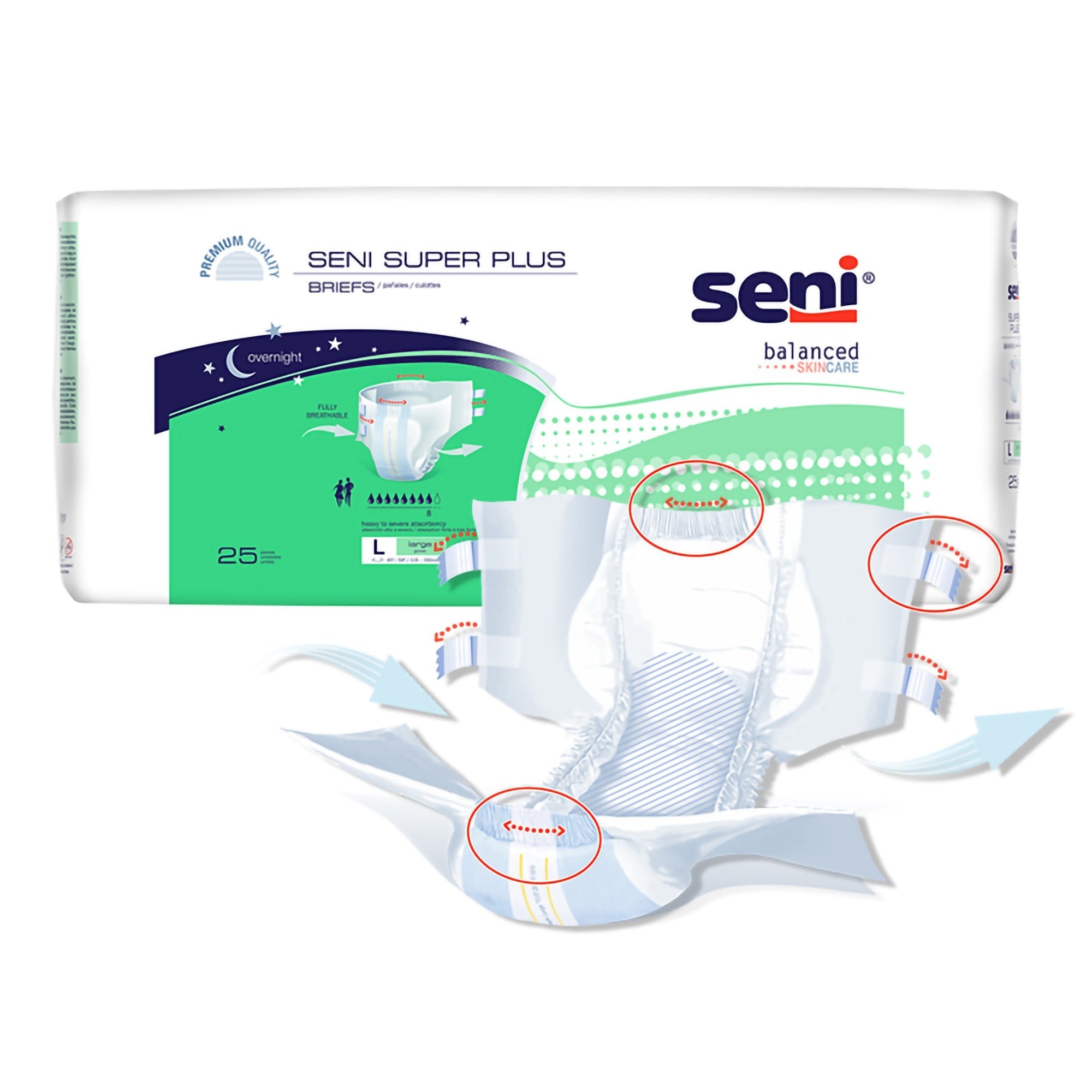 Seni® Super Plus Severe Absorbency Incontinence Brief, Large (25 Units)