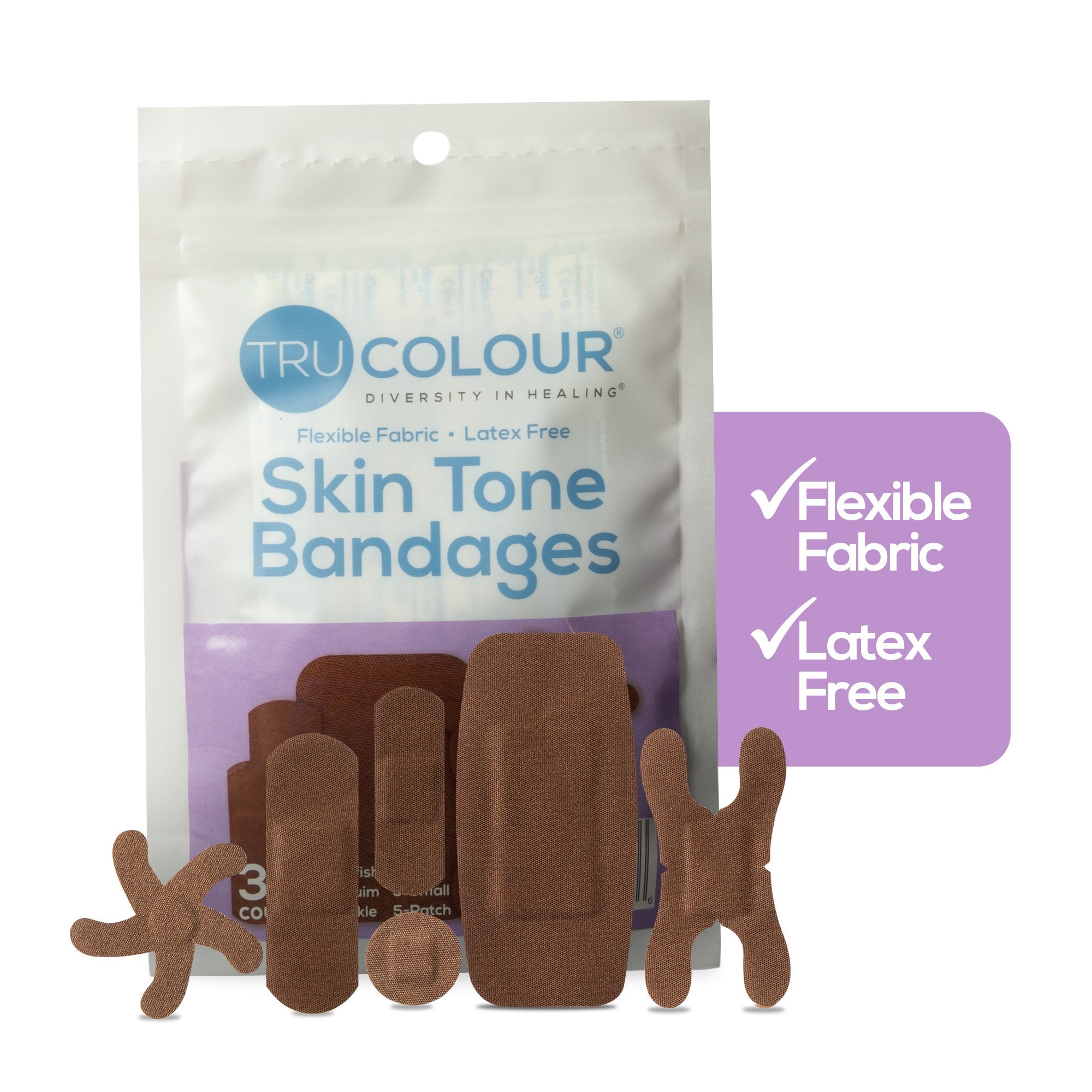 TruColour® Dark Brown Adhesive Strips, Assorted Shapes and Sizes (30 Units)