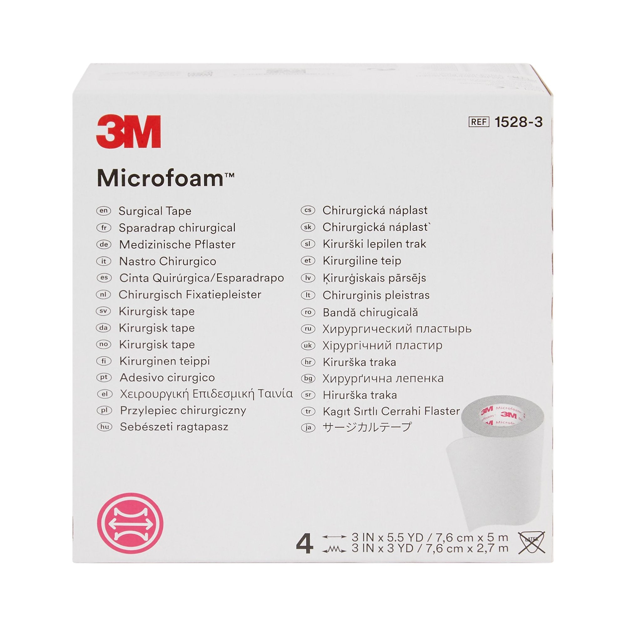 3M™ Microfoam™ Foam / Acrylic Adhesive Medical Tape, 3 Inch x 5-1/2 Yard, White (24 Units)