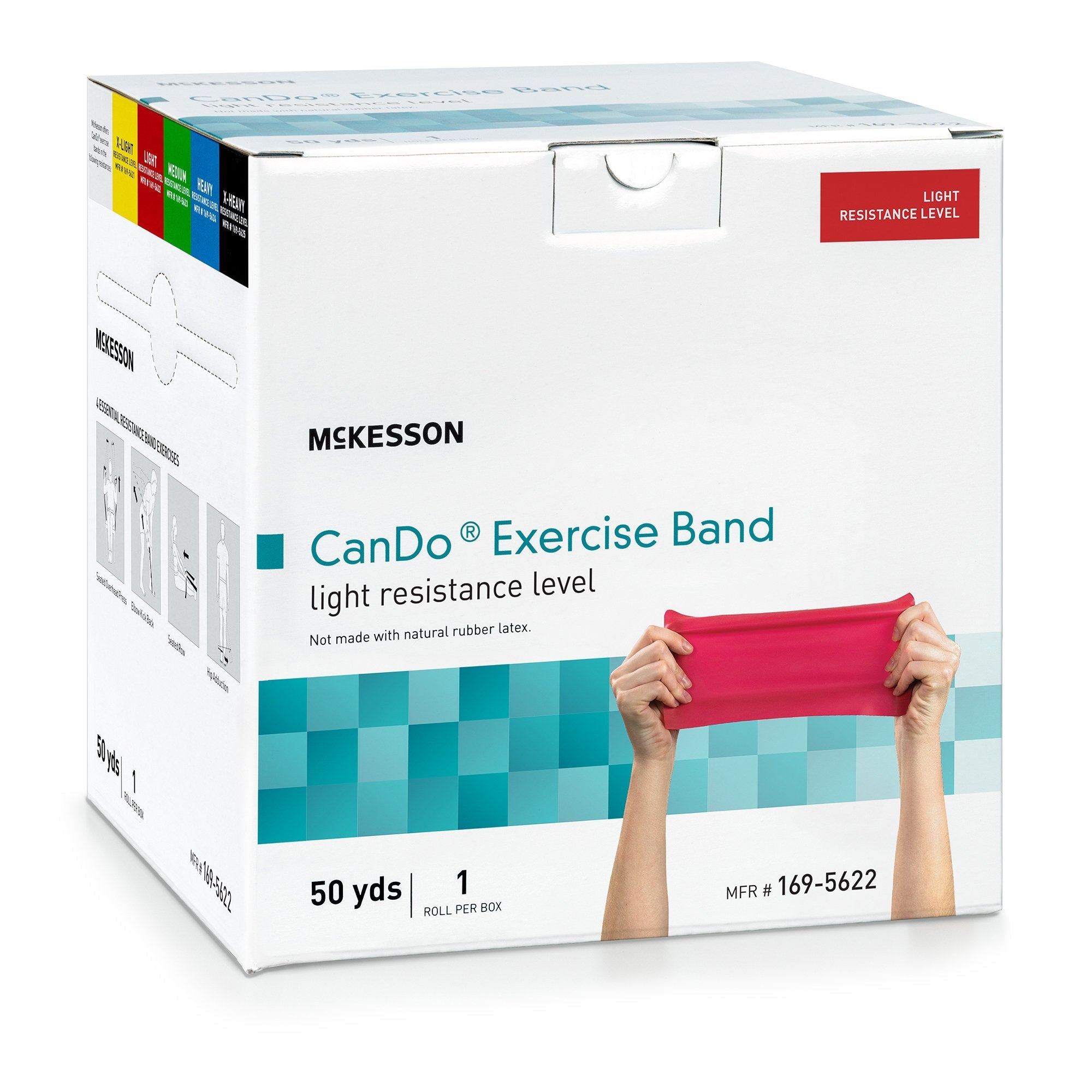 McKesson CanDo® Exercise Resistance Band, Red, 5 Inch x 50 Yard, Light Resistance (1 Unit)