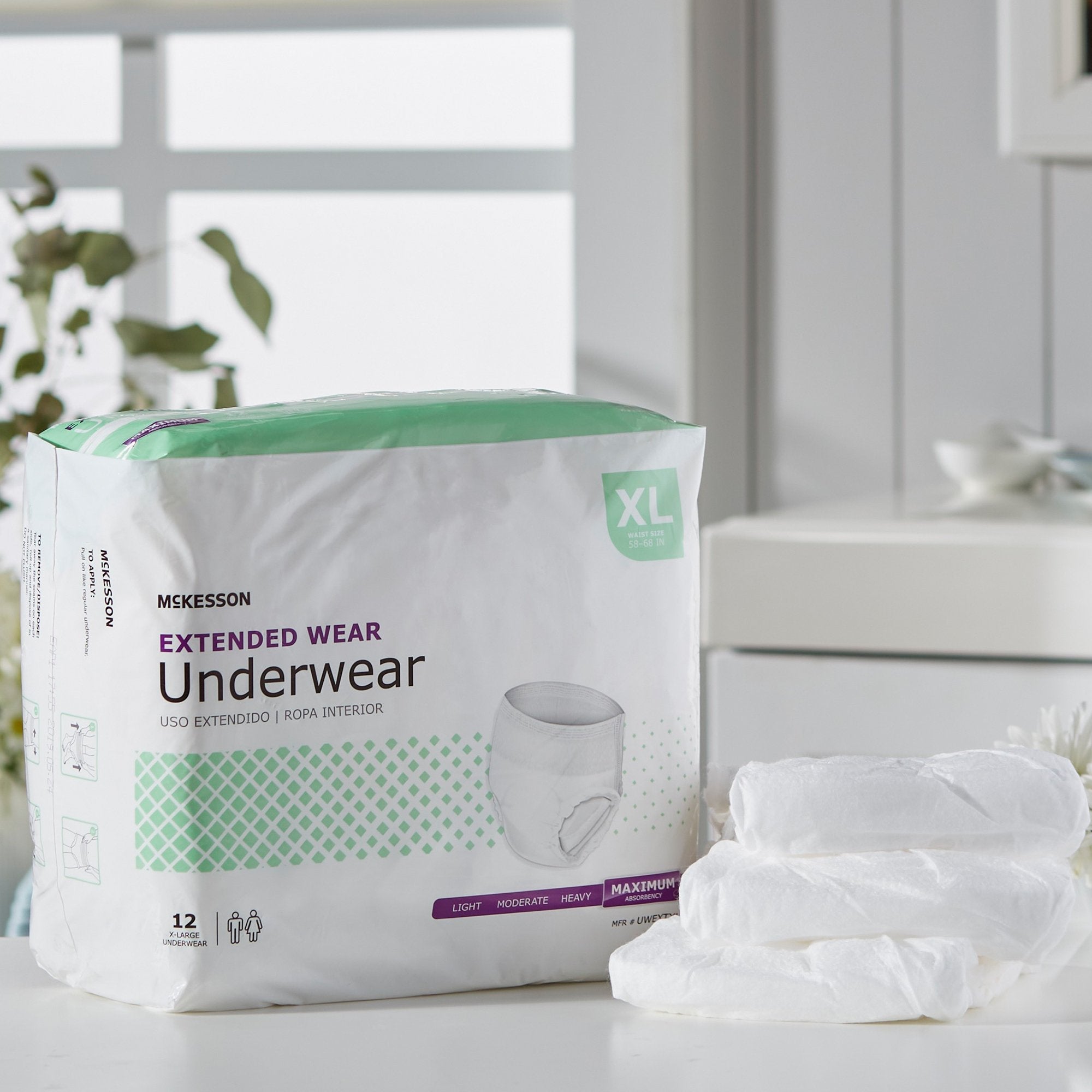 McKesson Extended Wear Maximum Absorbent Underwear, Extra Large (12 Units)