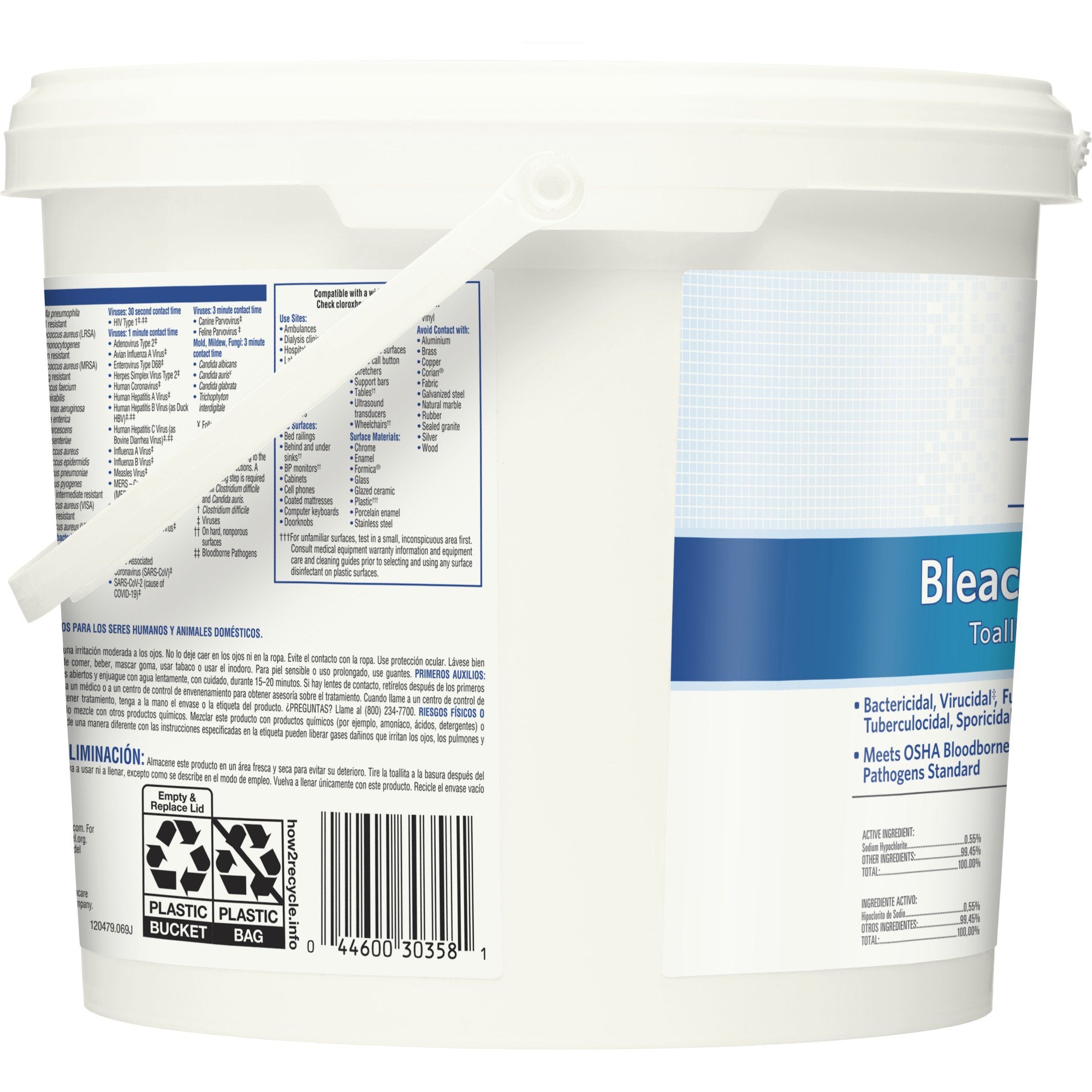 Clorox Healthcare Surface Disinfectant Cleaner, Chlorine Scent, Nonsterile, 12″ x 12″, Pail (1 Unit)