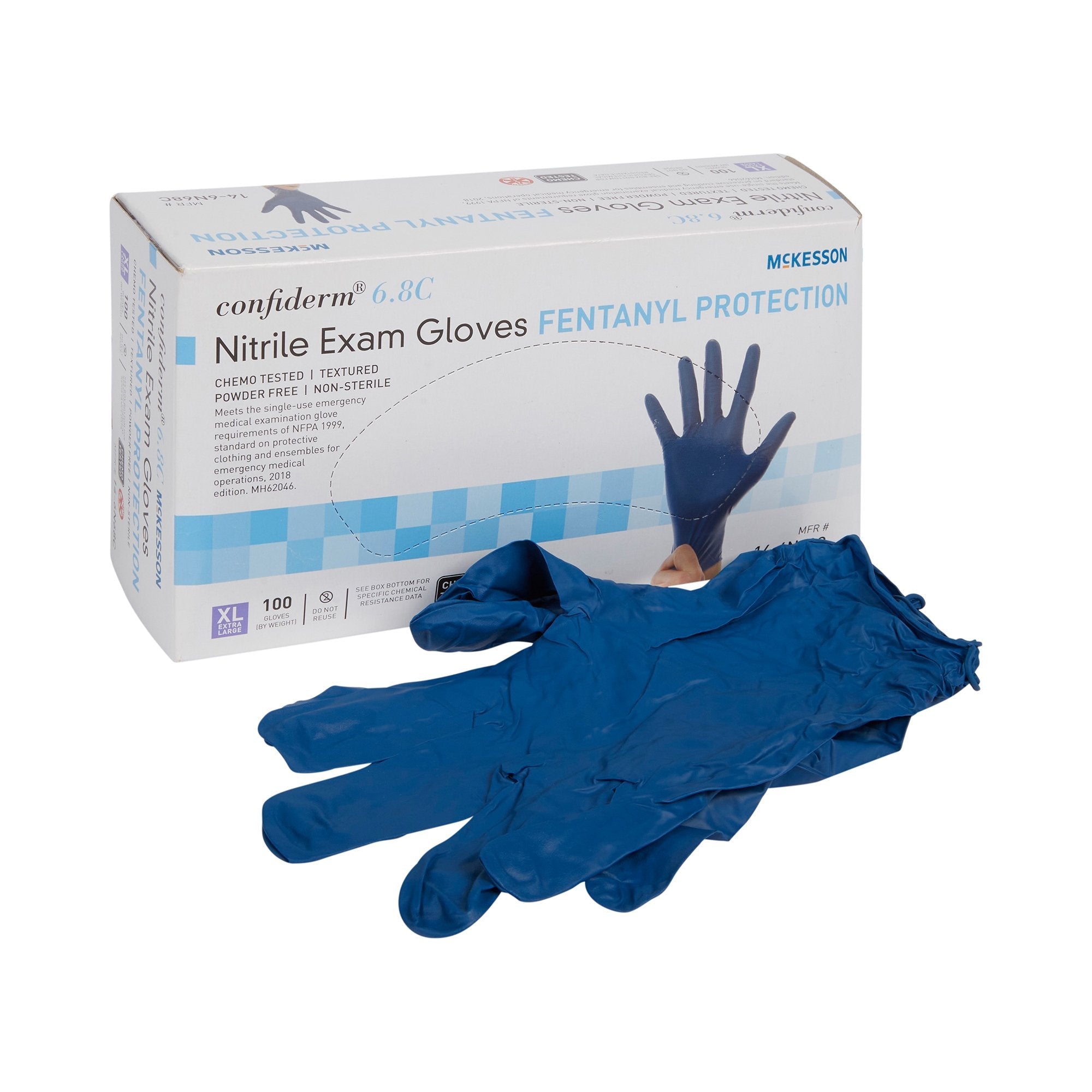 McKesson Confiderm® 6.8C Nitrile Exam Glove, Extra Large, Blue (100 Units)
