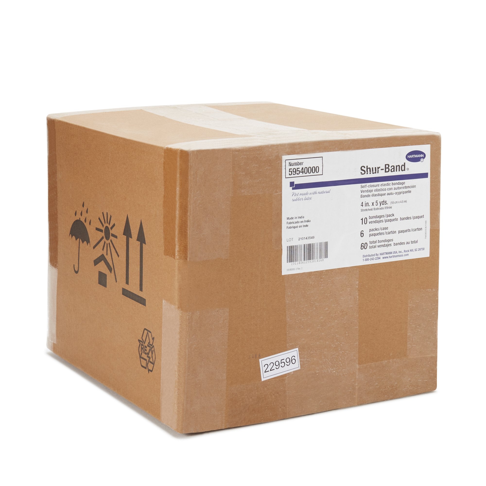 Shur-Band® LF Single Hook and Loop Closure Elastic Bandage, 4 Inch x 5 Yard (10 Units)