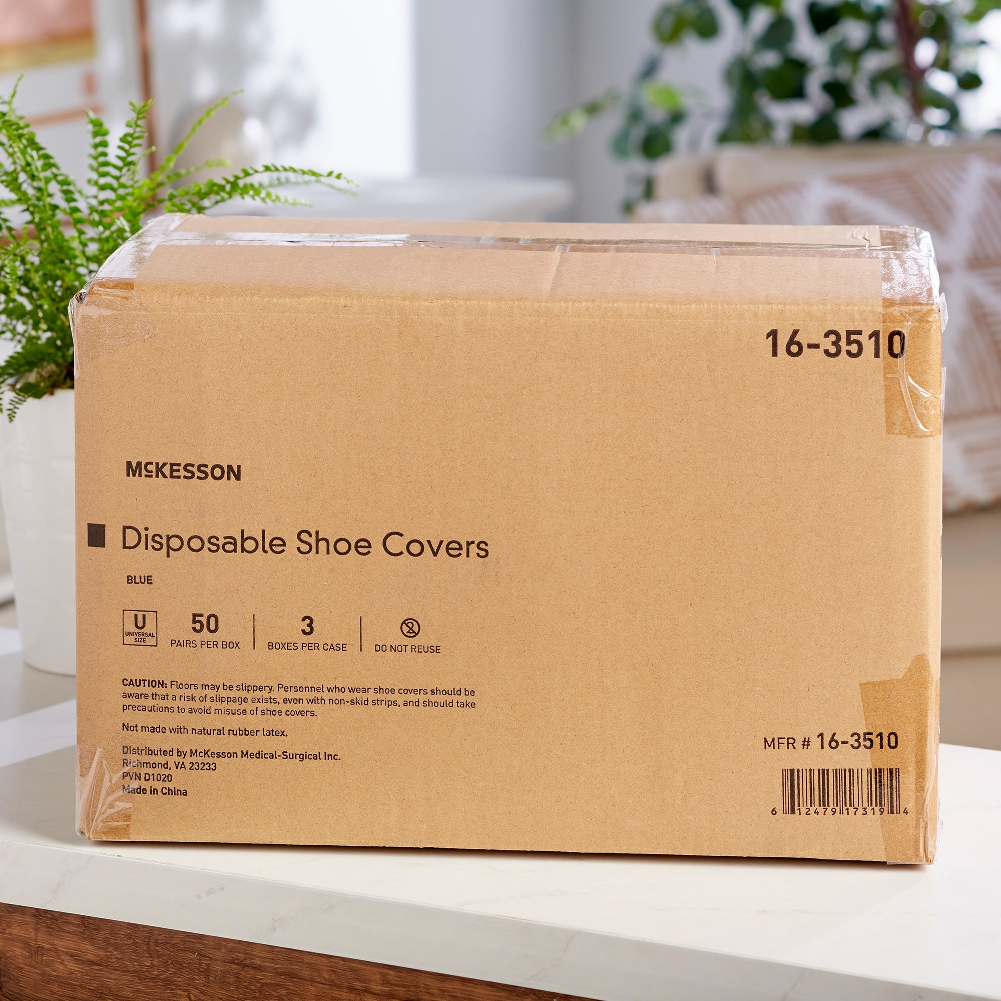 McKesson Shoe Cover, One Size Fits Most Shoe, High, Non-Skid Sole, Blue, Non-Sterile (150 Units)