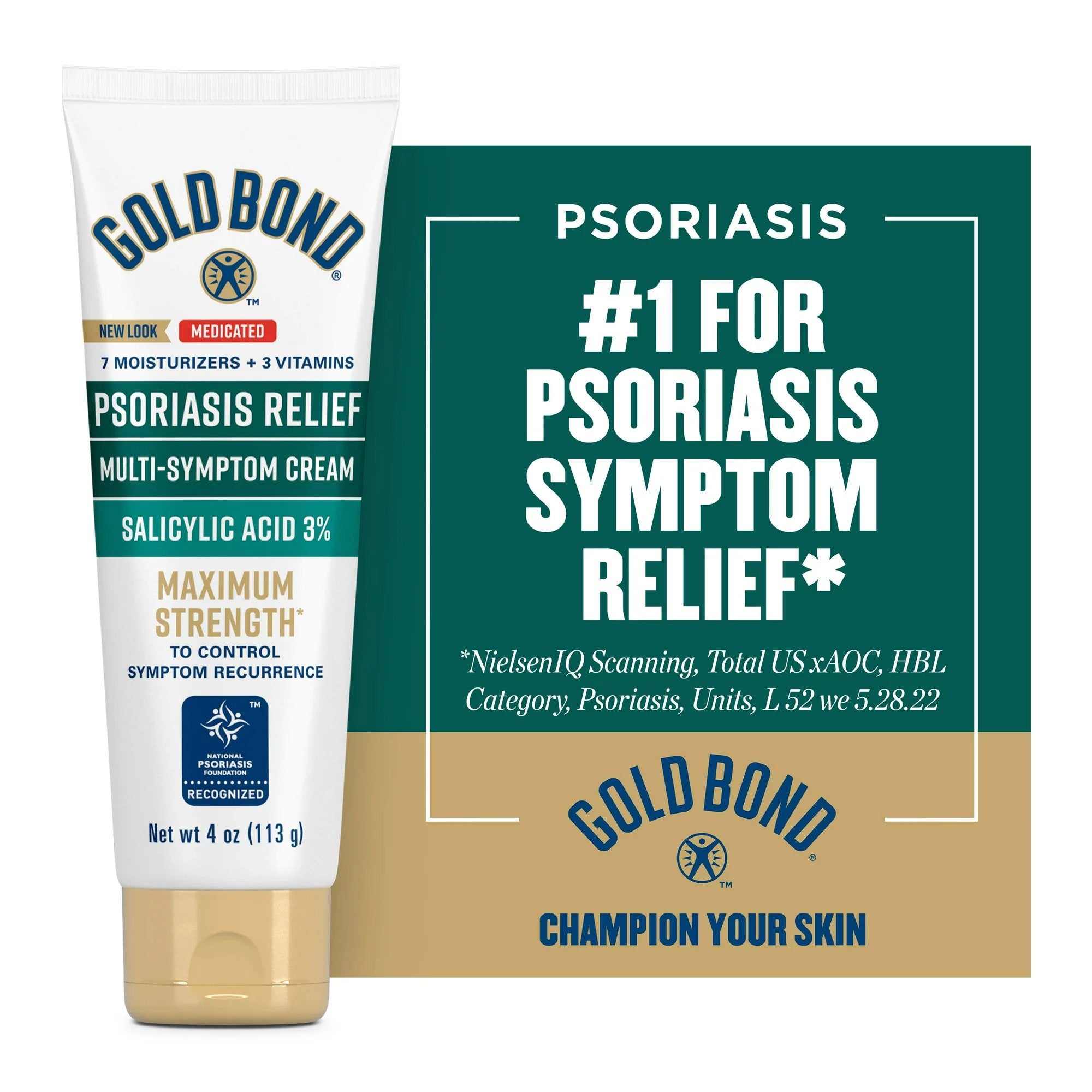 Psoriasis Cream Gold Bond® Psoriasis Relief Medicated Multi-Symptom 4 oz. Tube Unscented Cream (1 Unit)