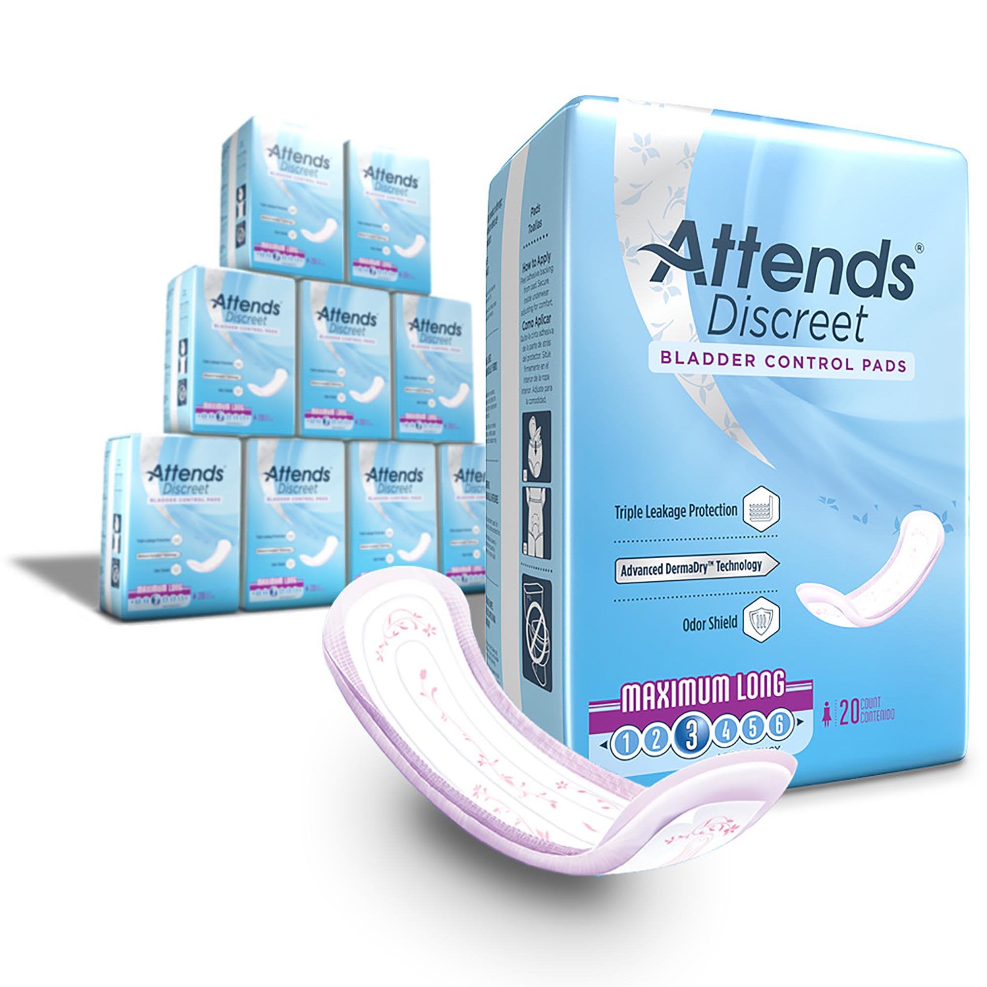 Attends® Discreet Women's Maximum Long Bladder Control Pad, 14½-Inch Length (20 Units)