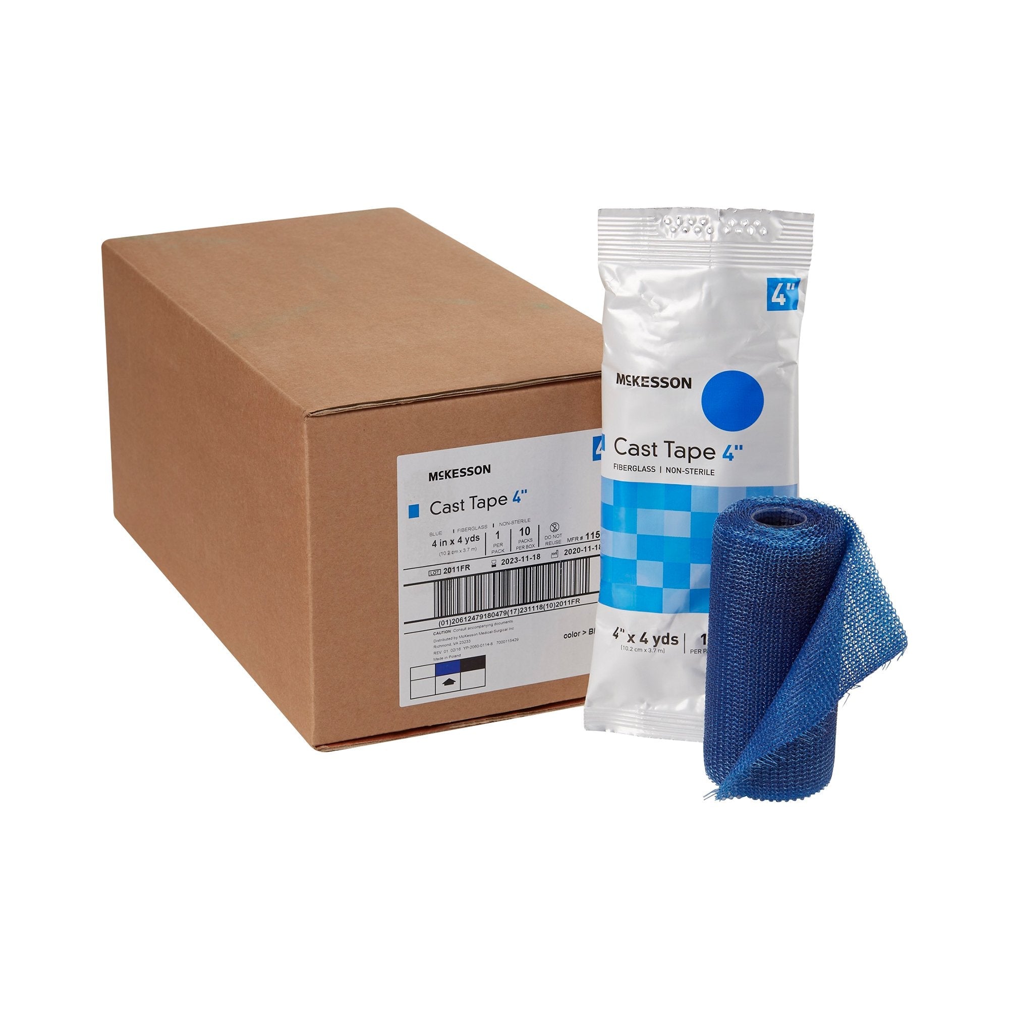 McKesson Blue Cast Tape, 4 Inch x 4 Yard (10 Units)