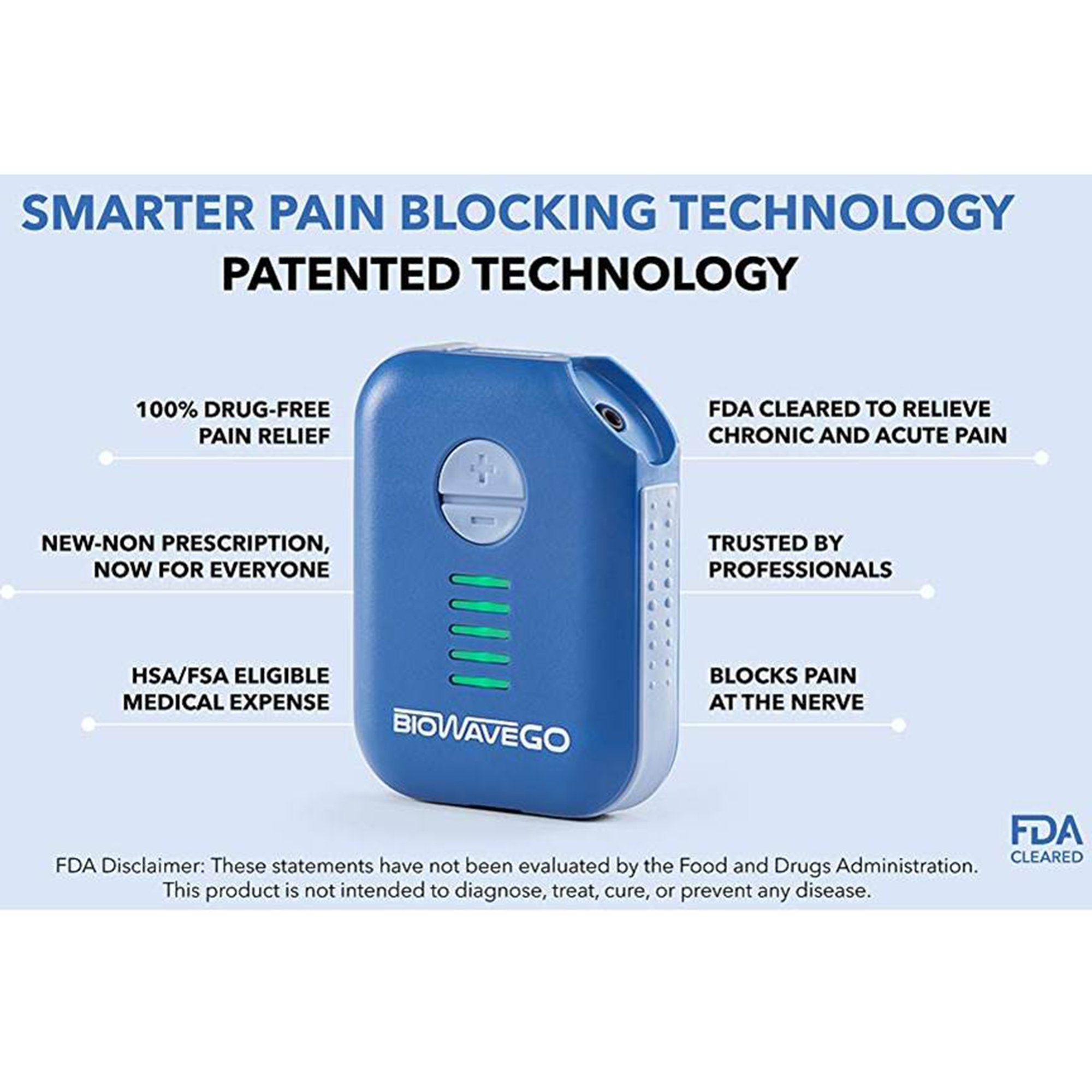 BioWaveGO Pain Relief Device for Back, Hip, Shoulder - Nerve Stimulator (1 Unit)