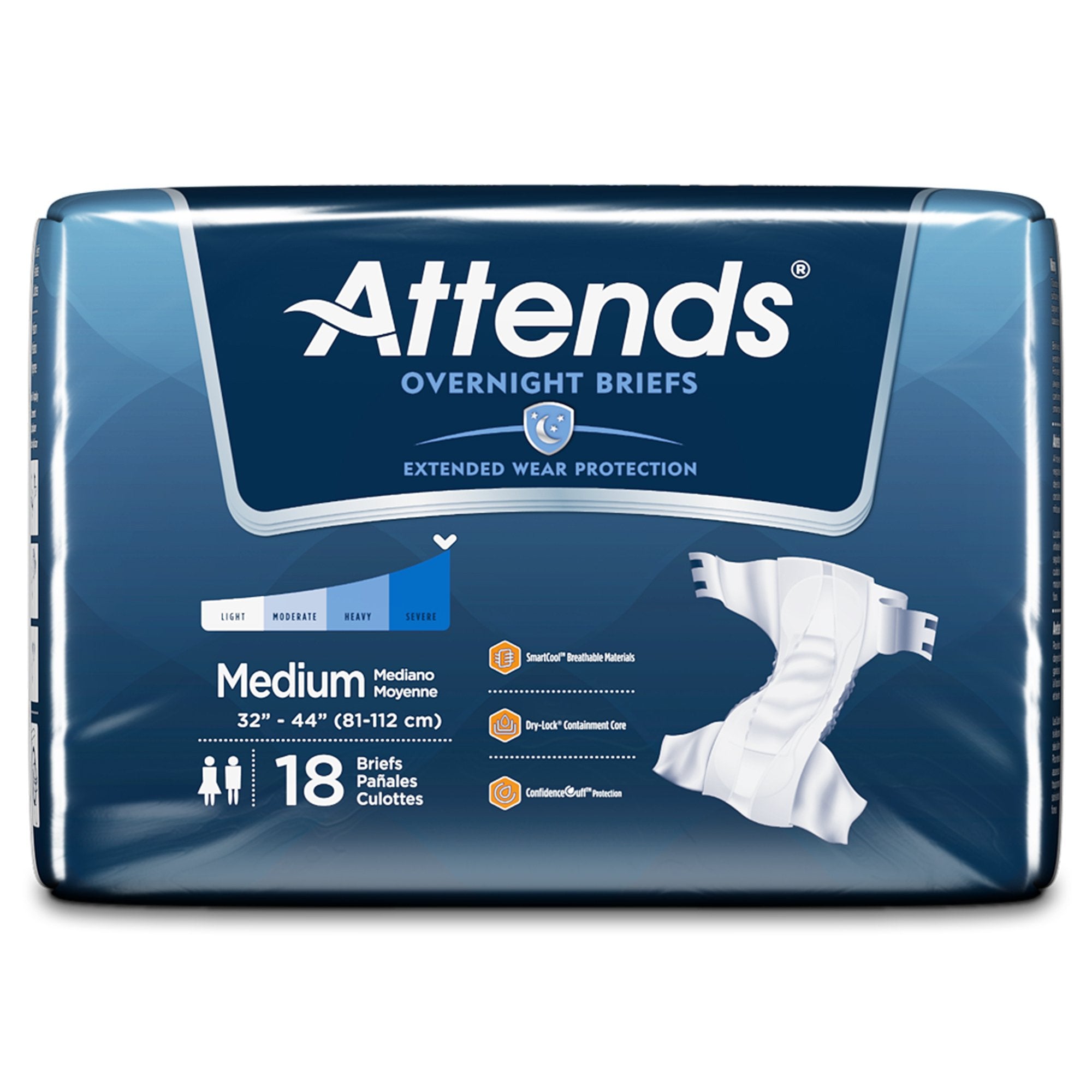 Attends® Briefs with Overnight Protection, Medium (18 Units)