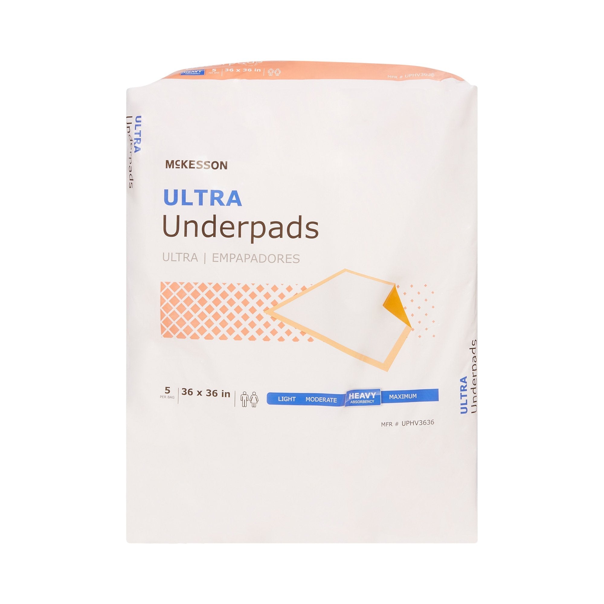 McKesson Ultra Heavy Absorbency Underpads, 36x36, 5-Pack