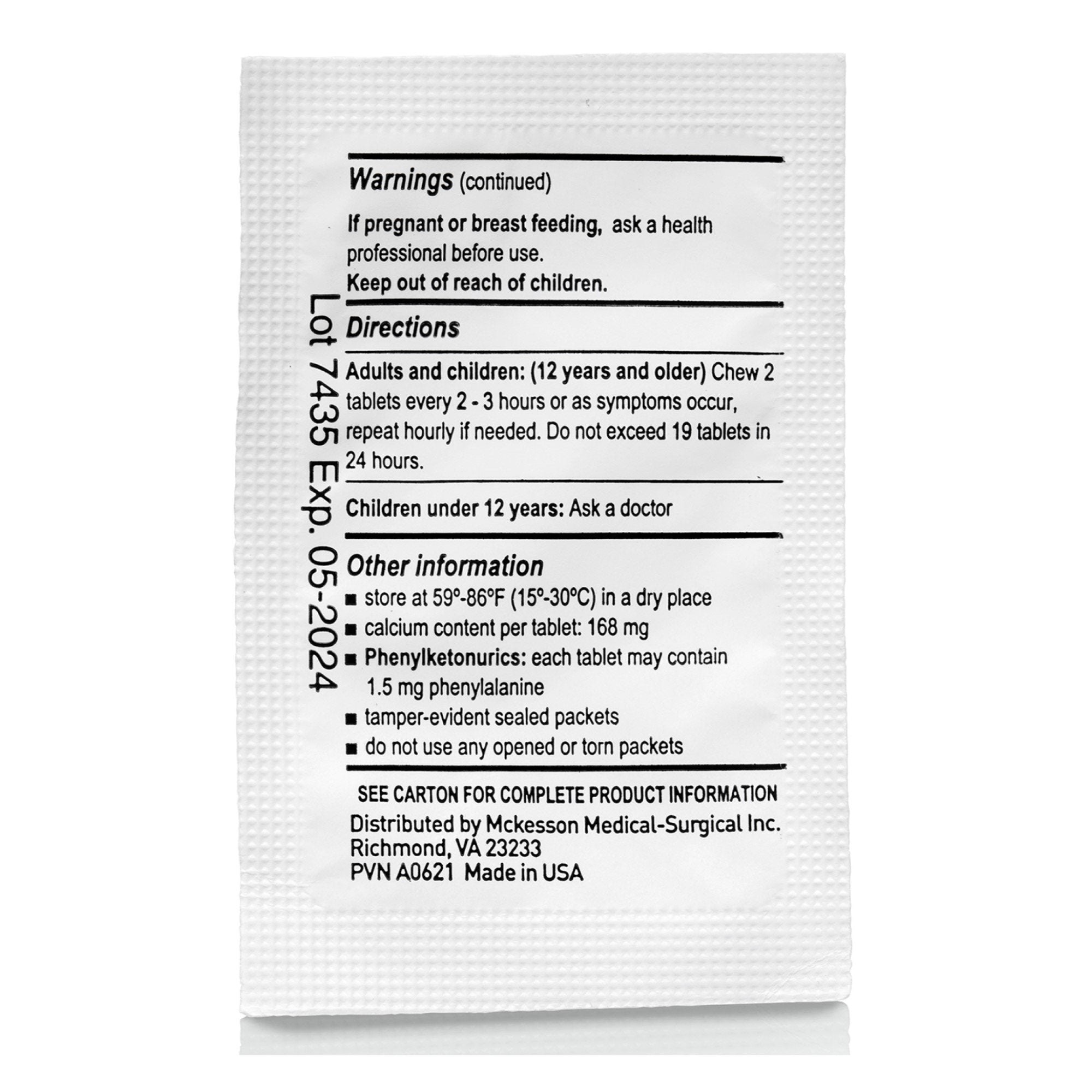 McKesson Calcium Carbonate Antacid (250 Units)