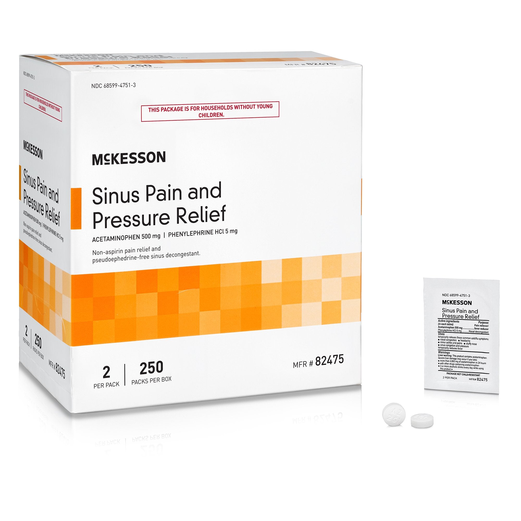 McKesson Acetaminophen / Phenylephrine Cold and Sinus Relief (250 Units)