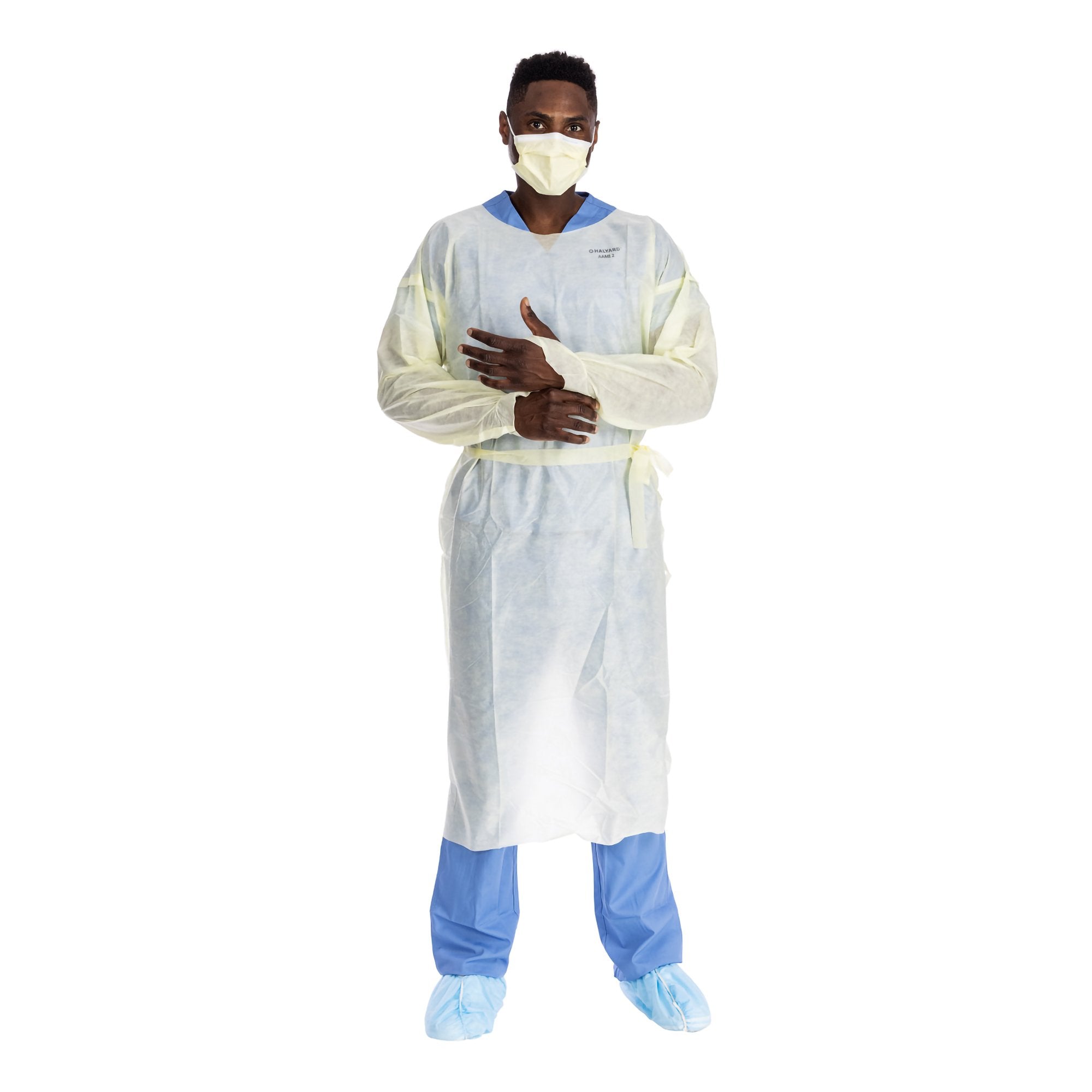 Protective Procedure Gown Halyard Basics Large Yellow NonSterile AAMI Level 2 Disposable (10 Units)