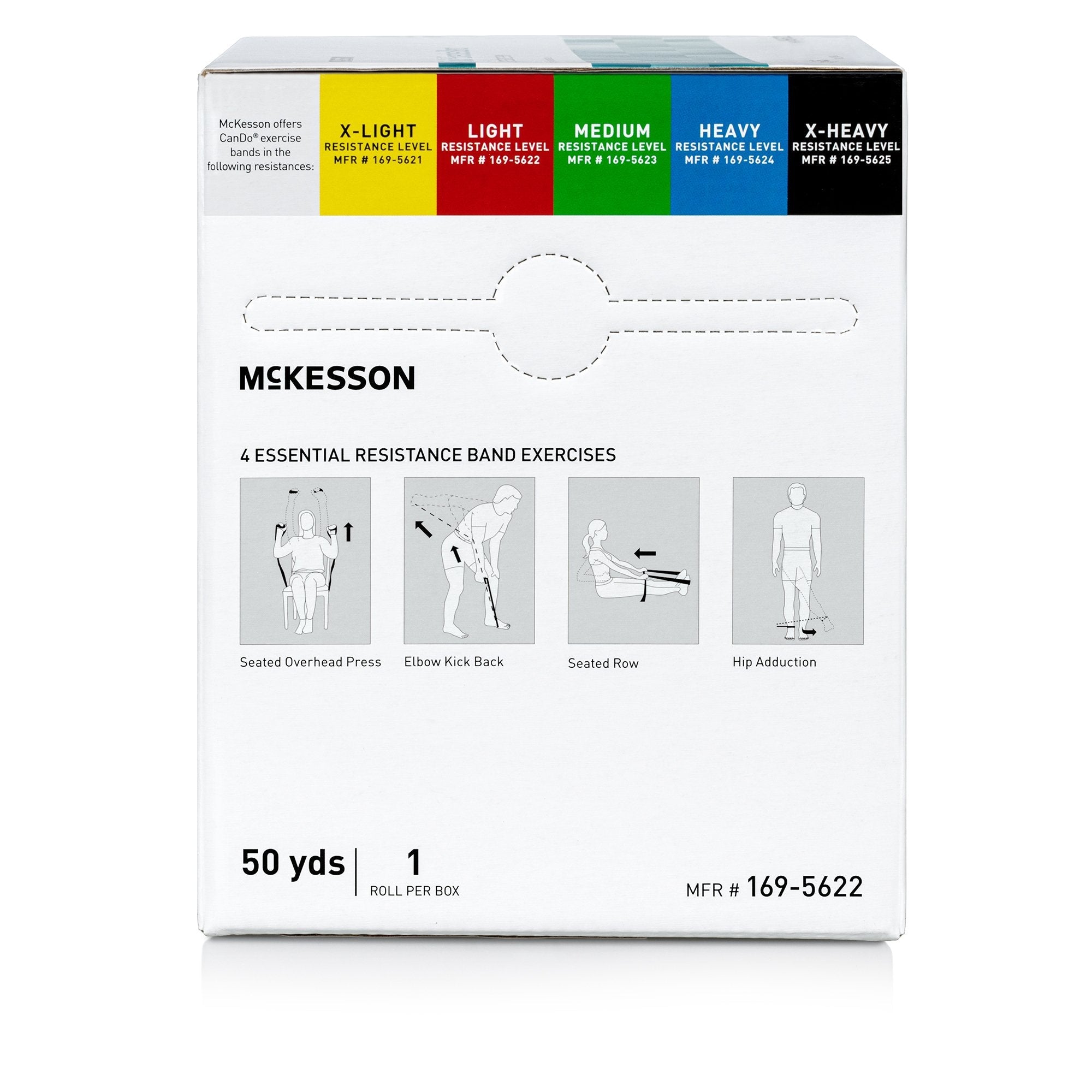McKesson CanDo® Exercise Resistance Band, Red, 5 Inch x 50 Yard, Light Resistance (1 Unit)