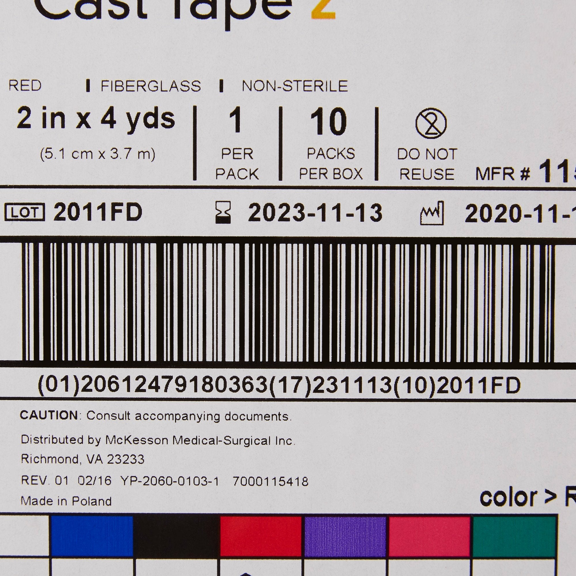 McKesson Red Cast Tape, 2 Inch x 4 Yard (10 Units)