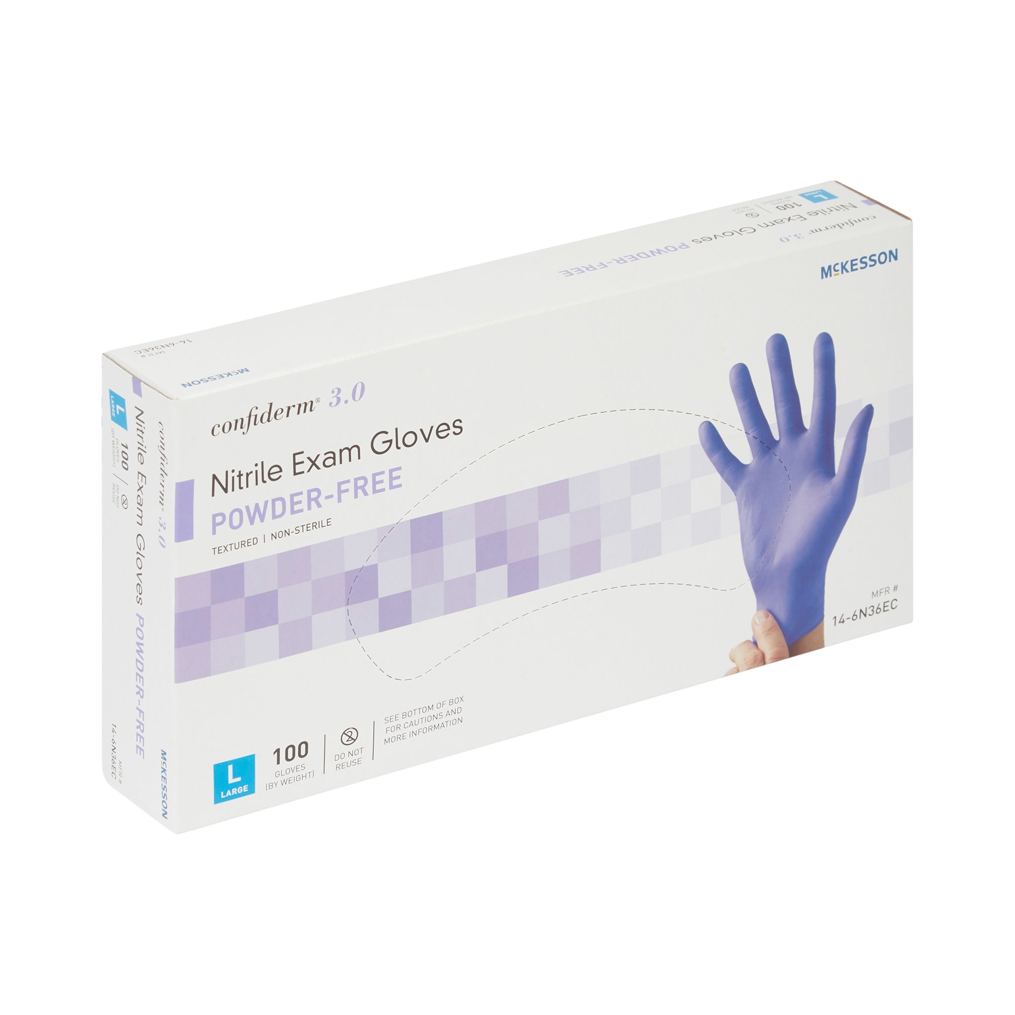 McKesson Confiderm® 3.0 Nitrile Exam Gloves, Large, Blue - 100 Pack