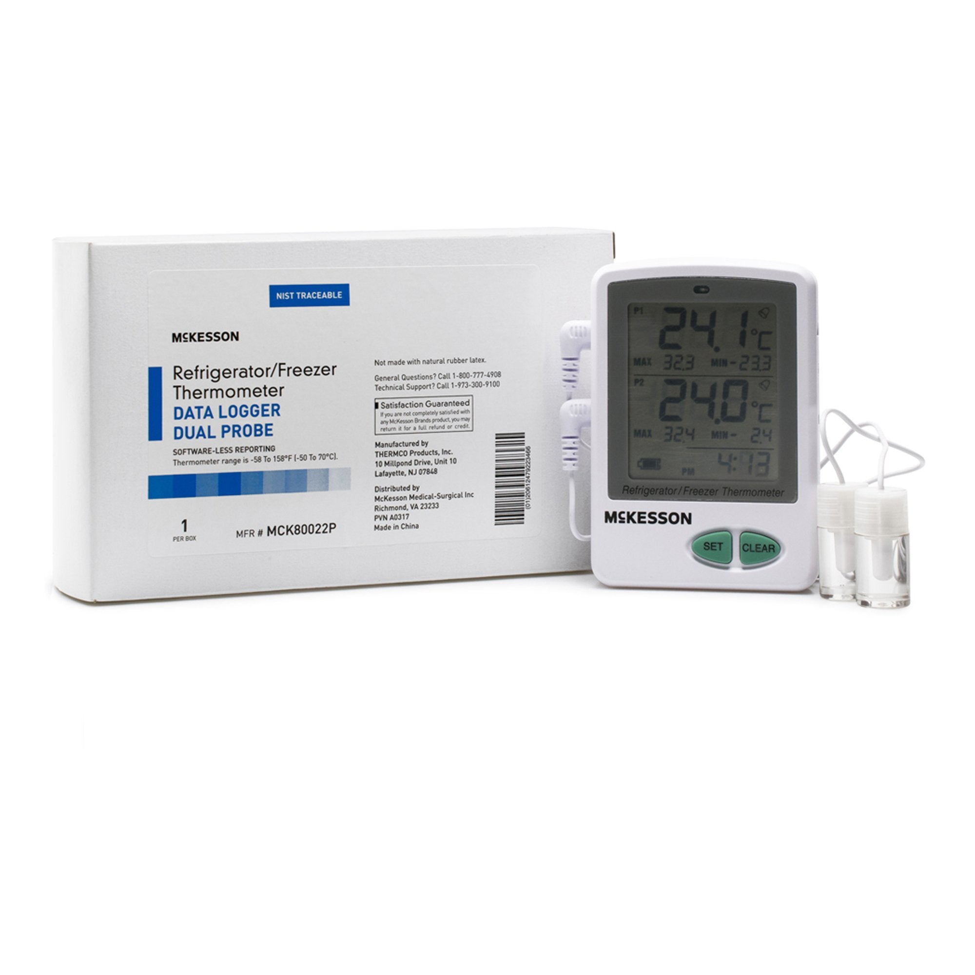 McKesson Datalogging Refrigerator / Freezer Thermometer, Digital Display (1 Unit)