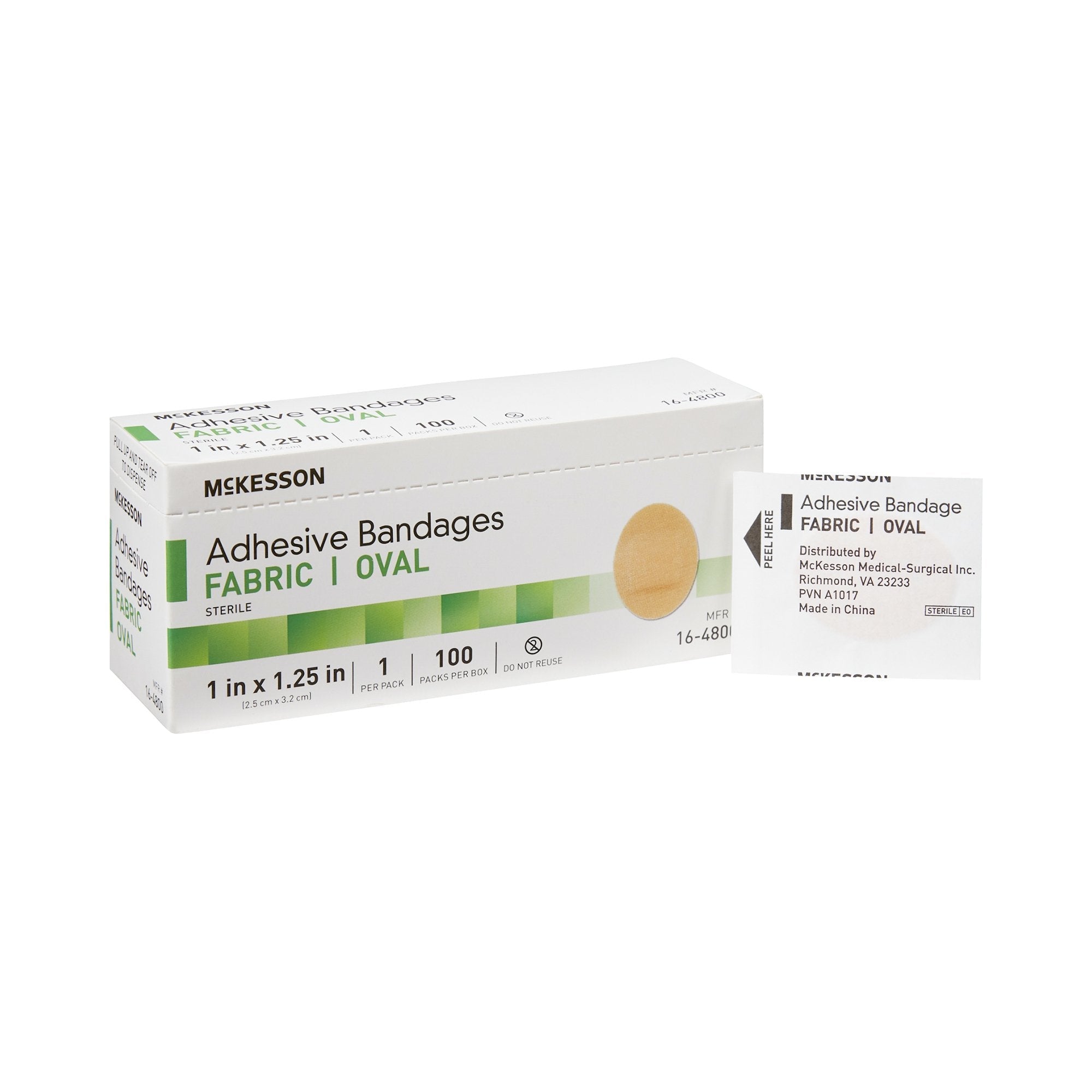 McKesson Oval Tan Adhesive Strip, 1 x 1-1/4 Inch (100 Units)