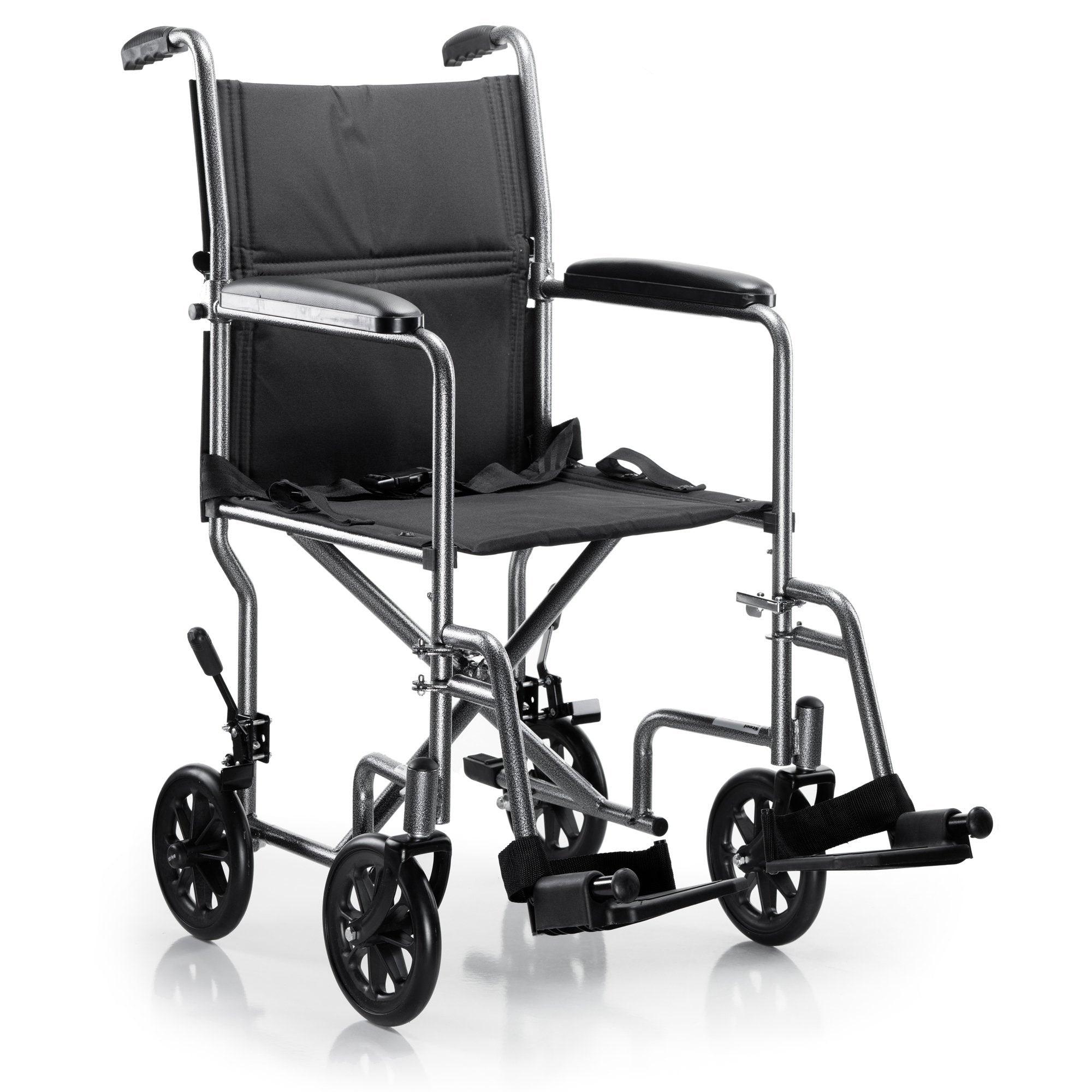 McKesson Lightweight Transport Chair, Black with Silver Vein Finish (1 Unit)
