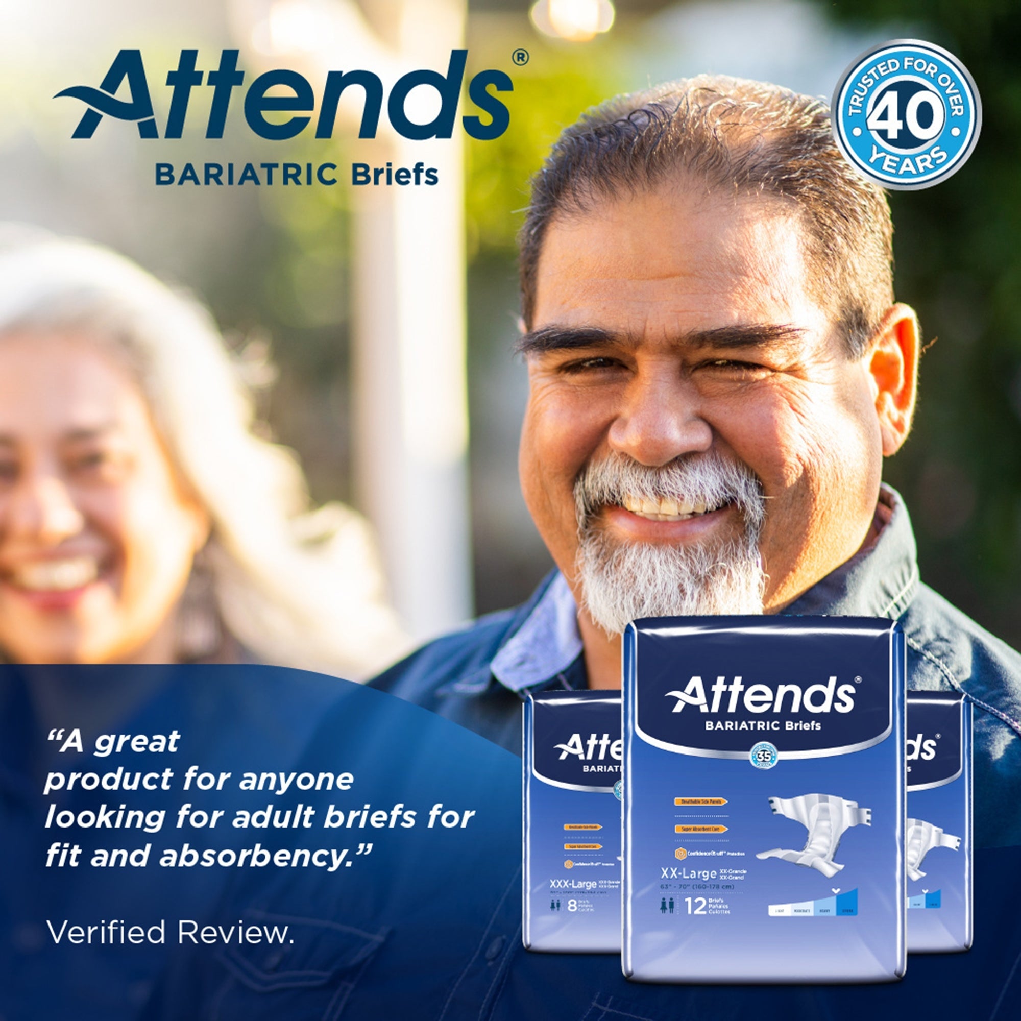 Attends Bariatric Briefs 2XL - Heavy Absorbency Disposable Incontinence Aid