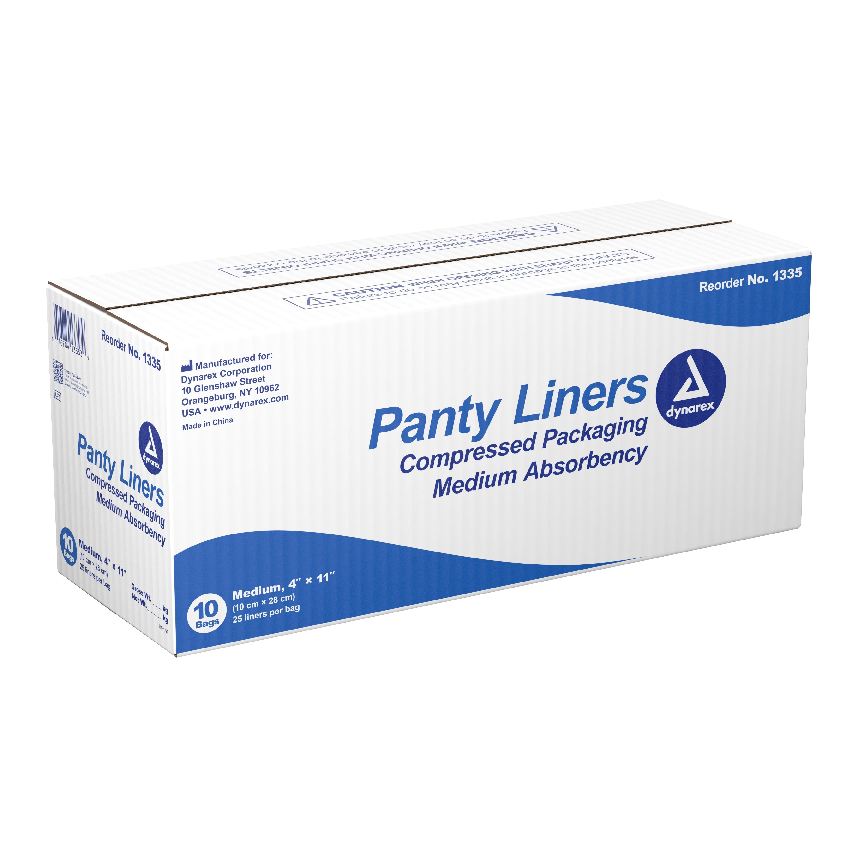 Dynarex® Medium Absorbency Bladder Control Pad, 4 x 11 Inch (25 Units)