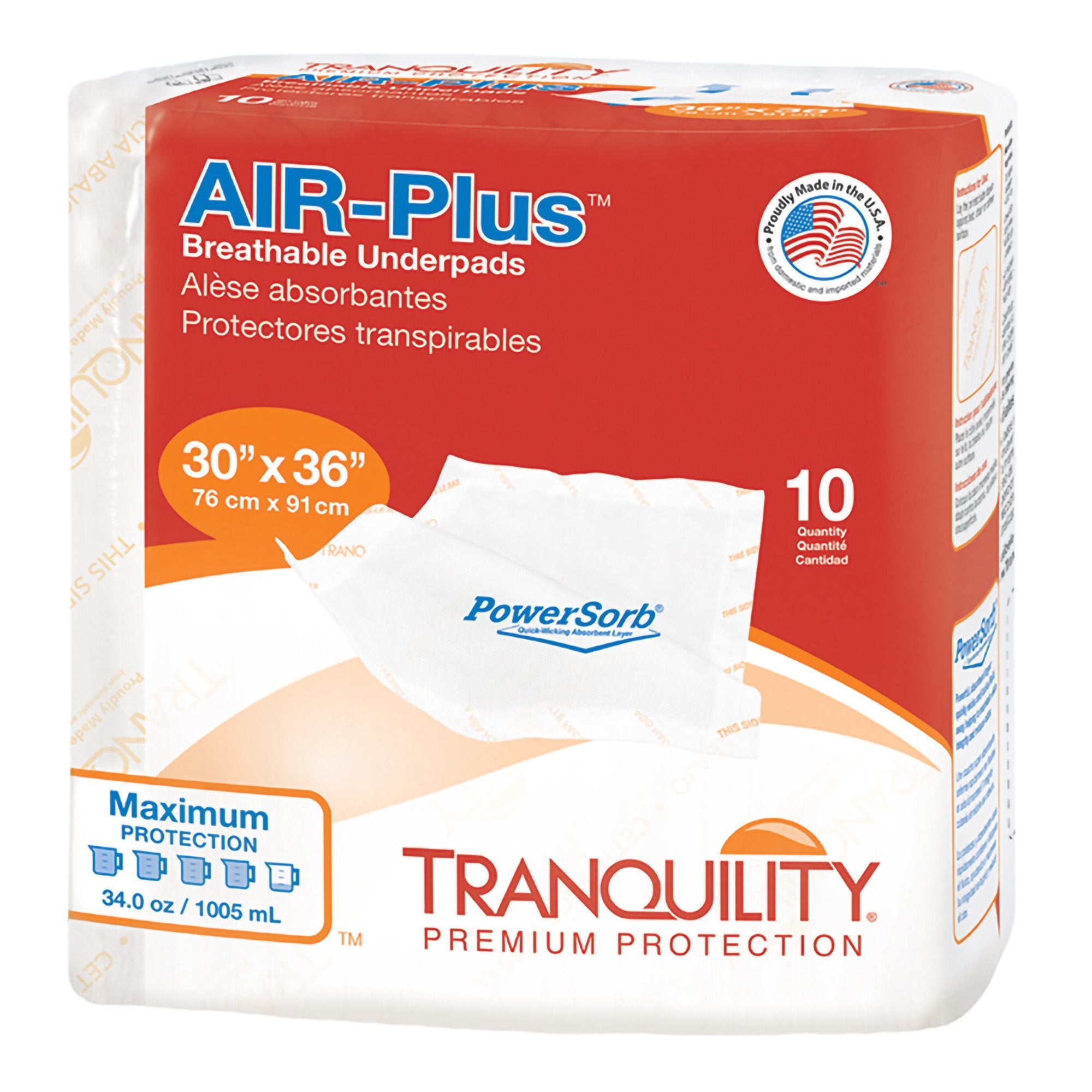 Tranquility® AIR-Plus™ High Absorbency Underpad 30x36" - 10 Pack