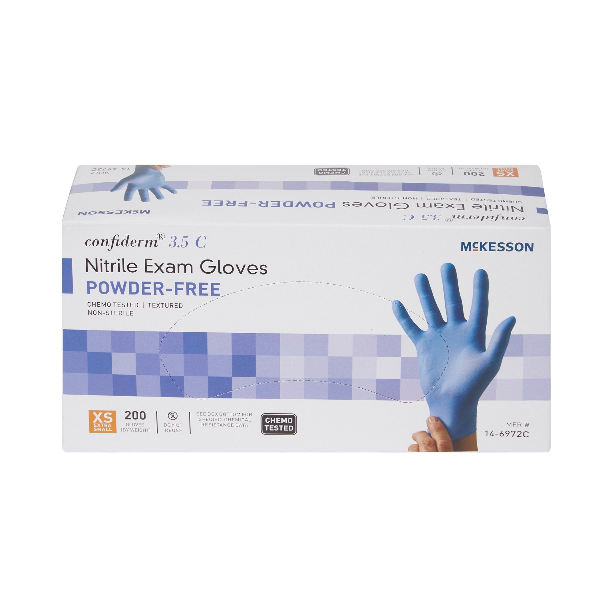 McKesson Confiderm® 3.5C Nitrile Exam Glove, Extra Small, Blue (200 Units)
