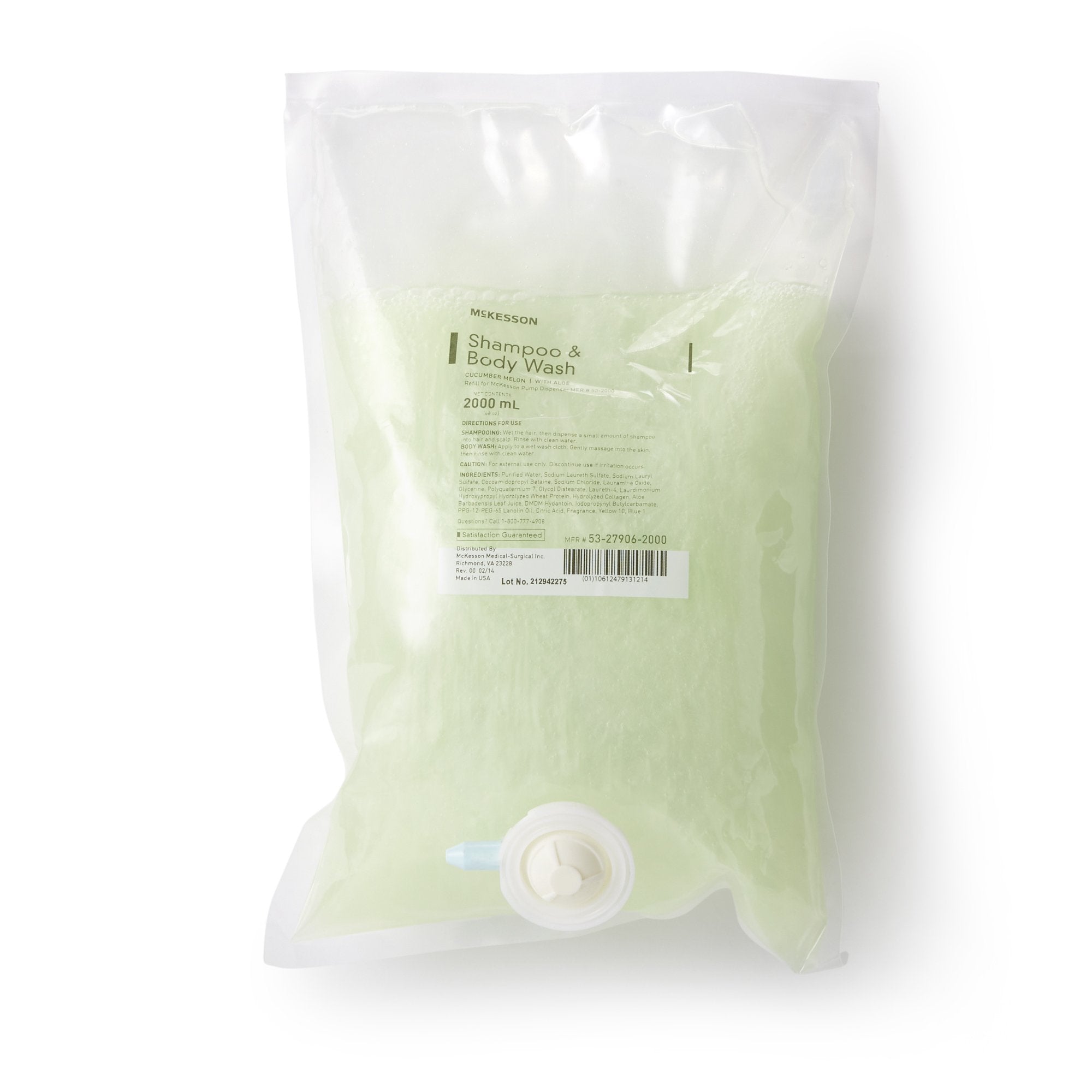 McKesson Shampoo and Body Wash Dispenser Refill Bag 2000 mL, Cucumber Melon (1 Unit)