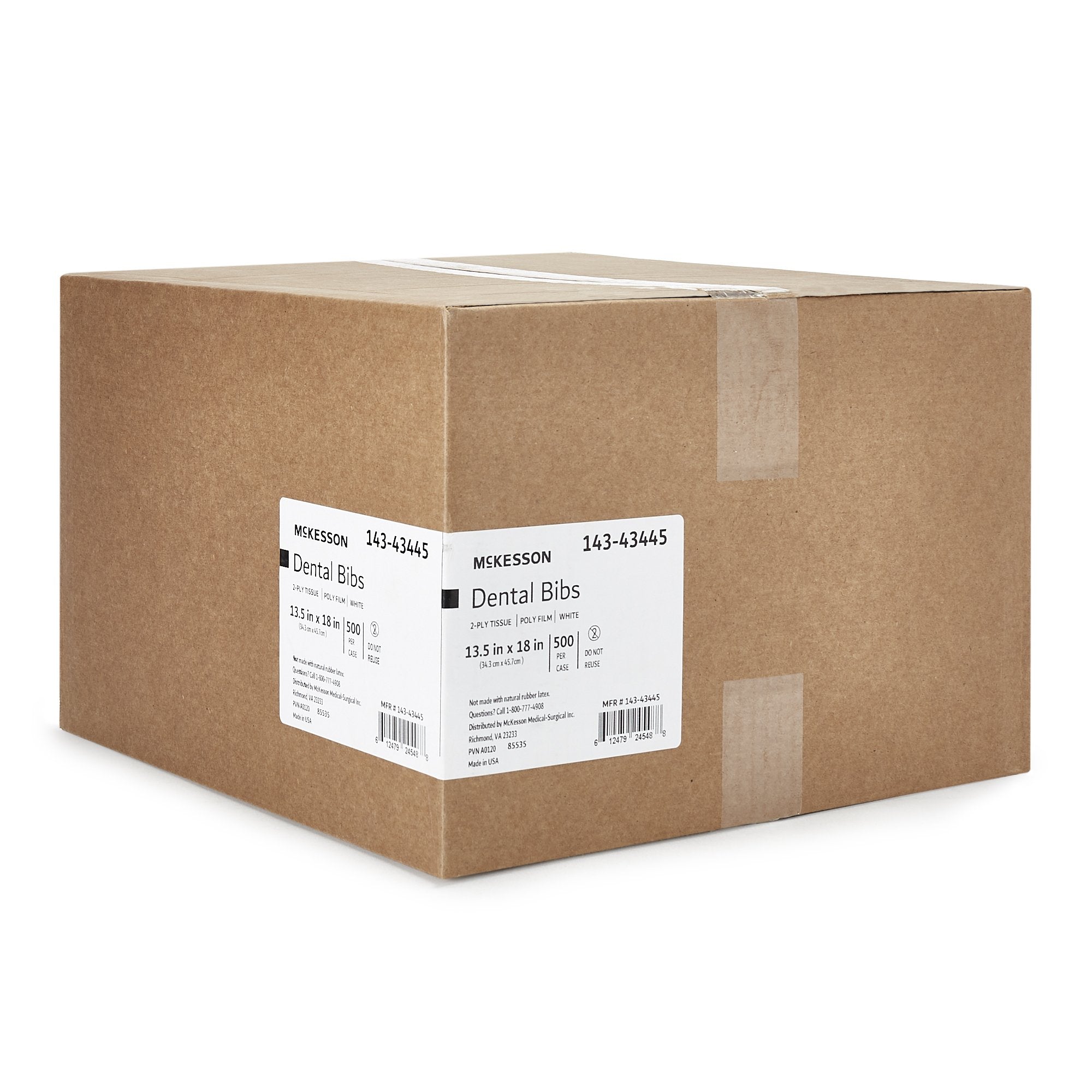 McKesson White Dental Bib, 13-1/2 x 18 Inch (500 Units)