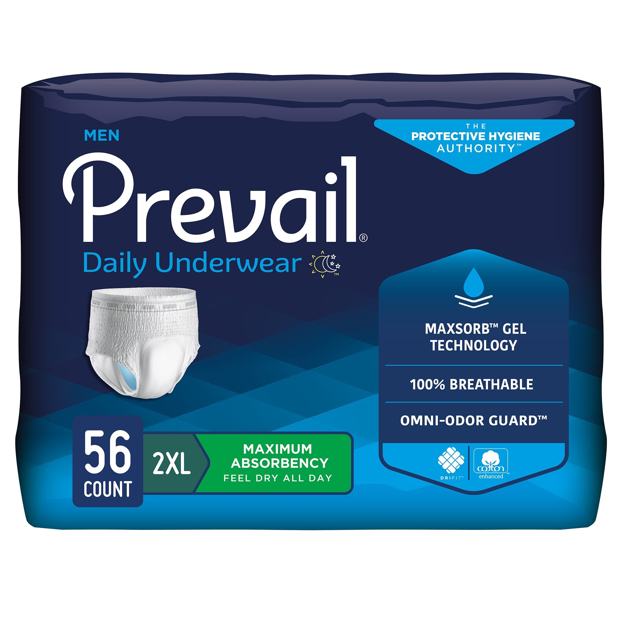 Prevail® Daily Underwear Maximum Absorbent Underwear, Extra Extra Large (14 Units)