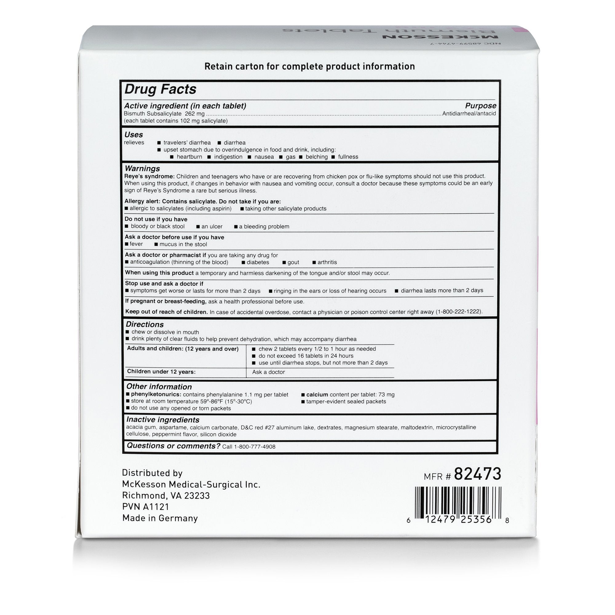McKesson Bismuth Subsalicylate Anti-Diarrheal (100 Units)