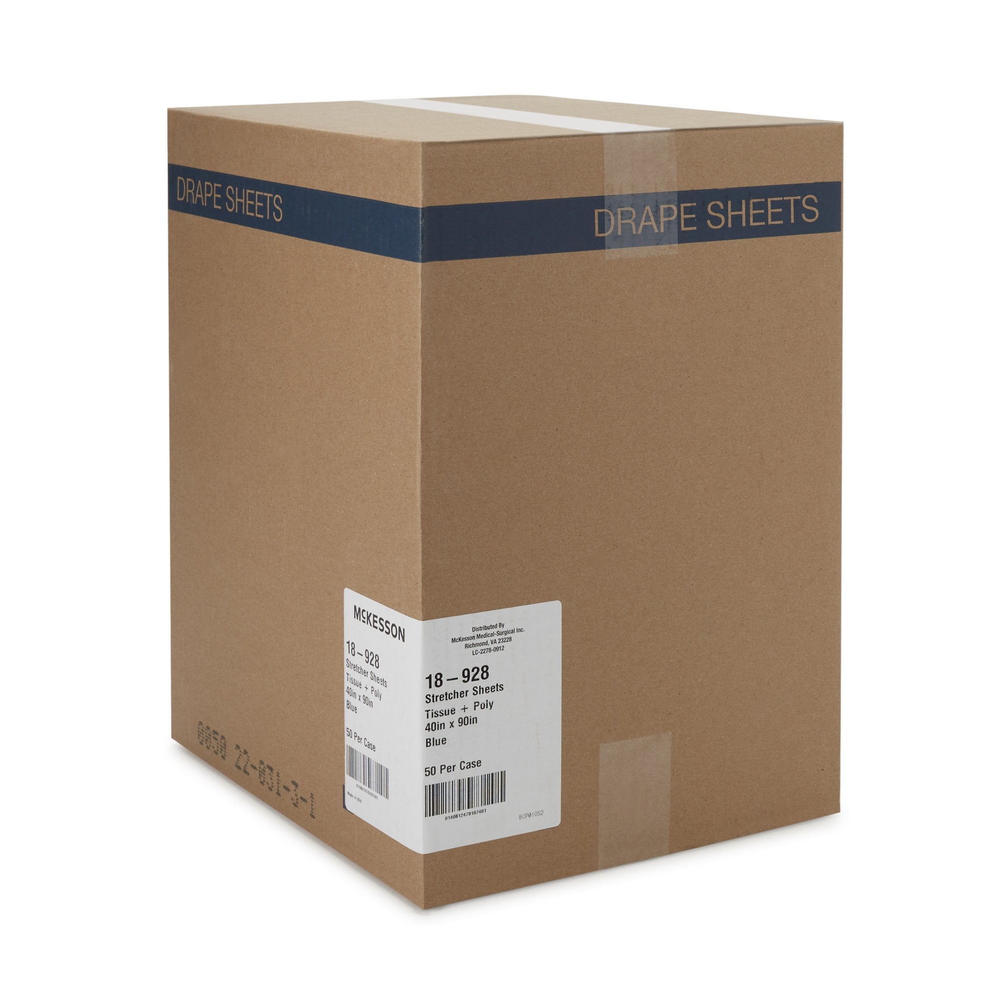 McKesson Blue Flat Stretcher Sheet, 40 x 90 Inch (50 Units)