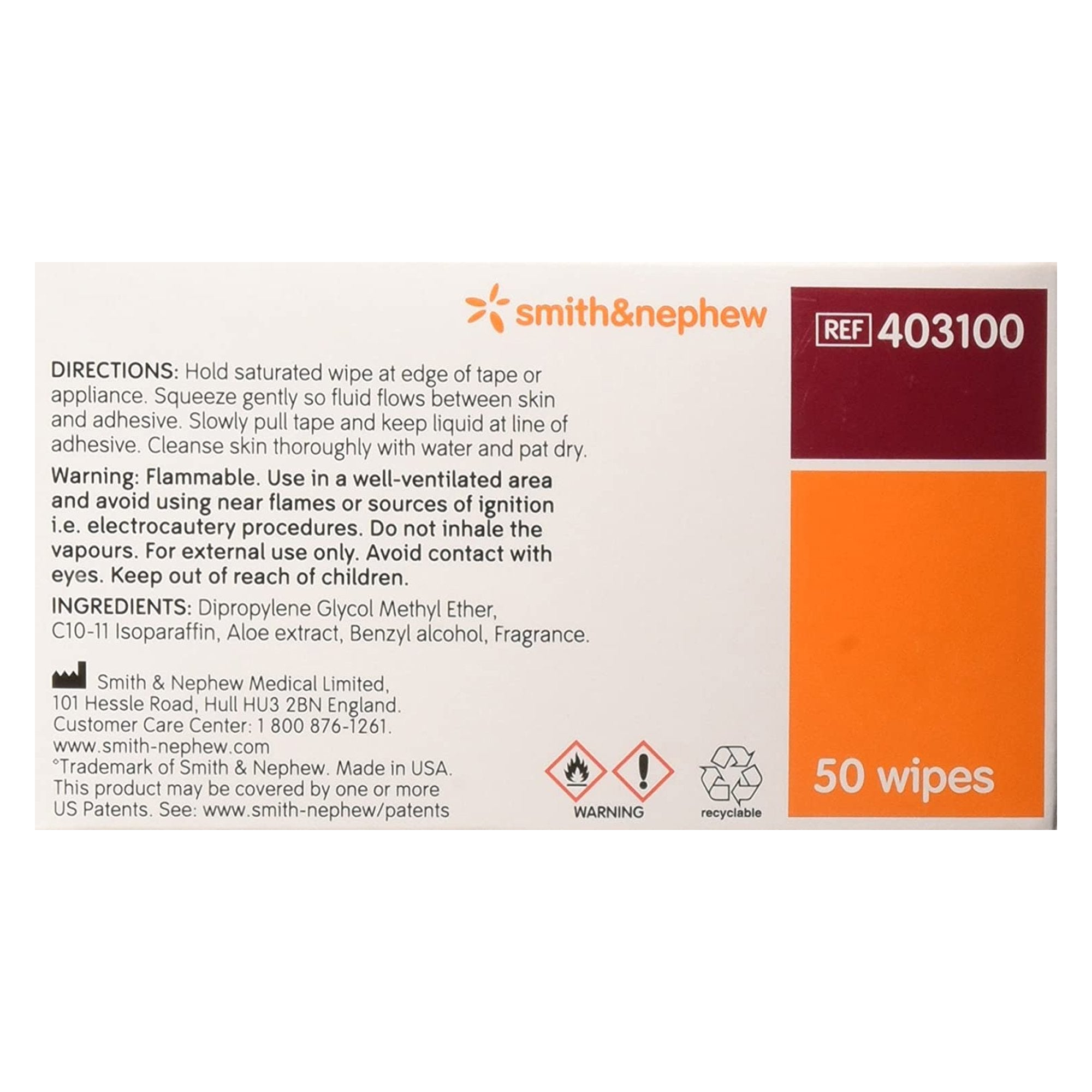 Remove™ Adhesive Remover, 2½ x 2½ Inch Wipe (50 Units)