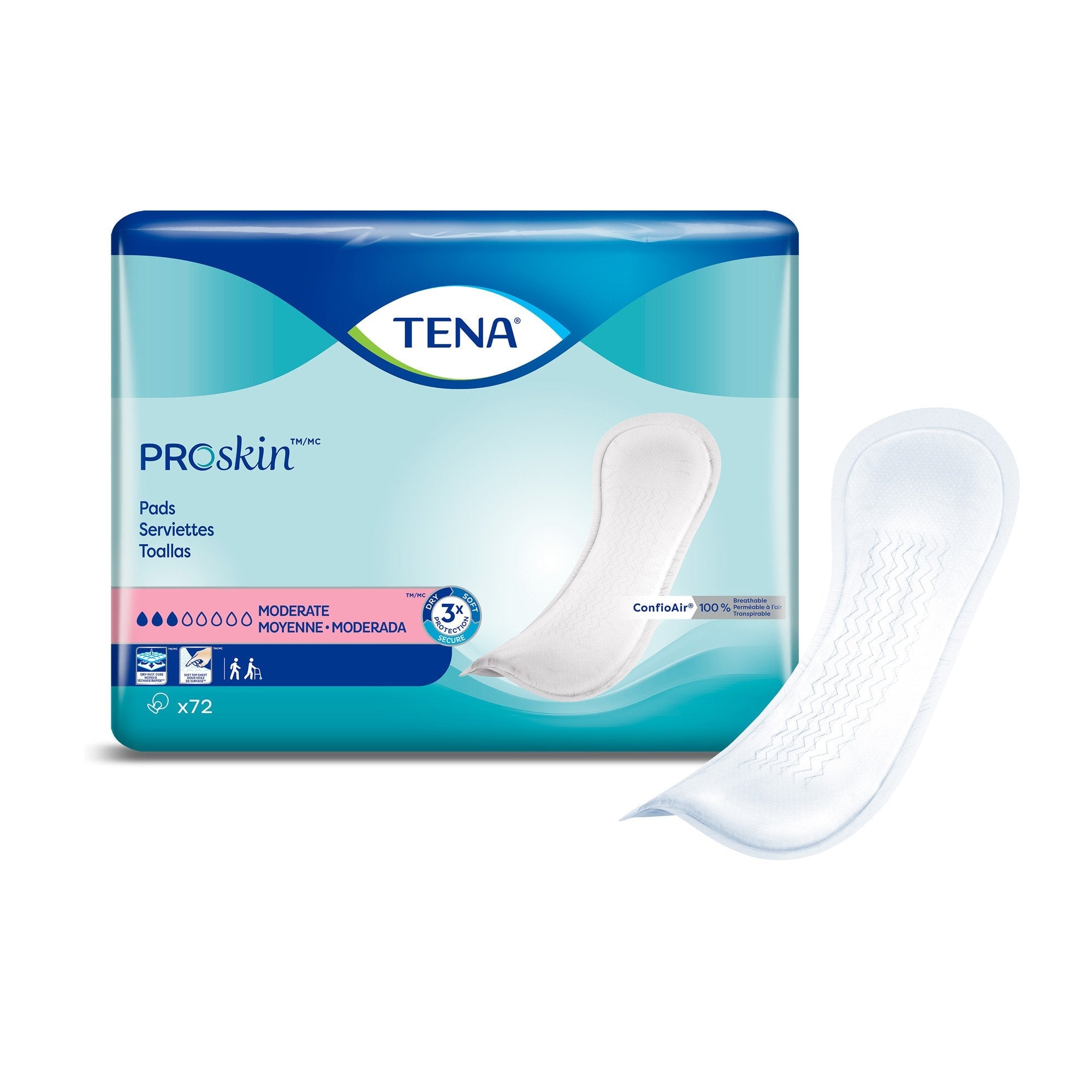 TENA Bladder Control Pads, Moderate Absorbency (72 Units)