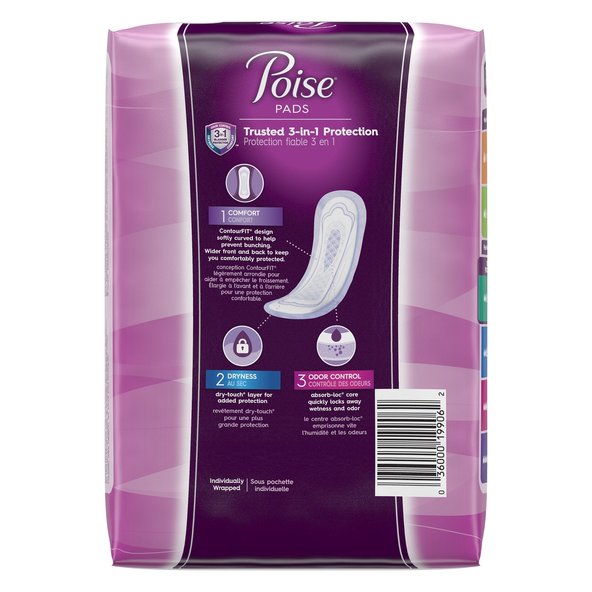 Poise Bladder Control Pad, Long, Light Absorbency, Disposable, Absorb-Loc Core, Female, One Size Fits Most (24 Units)