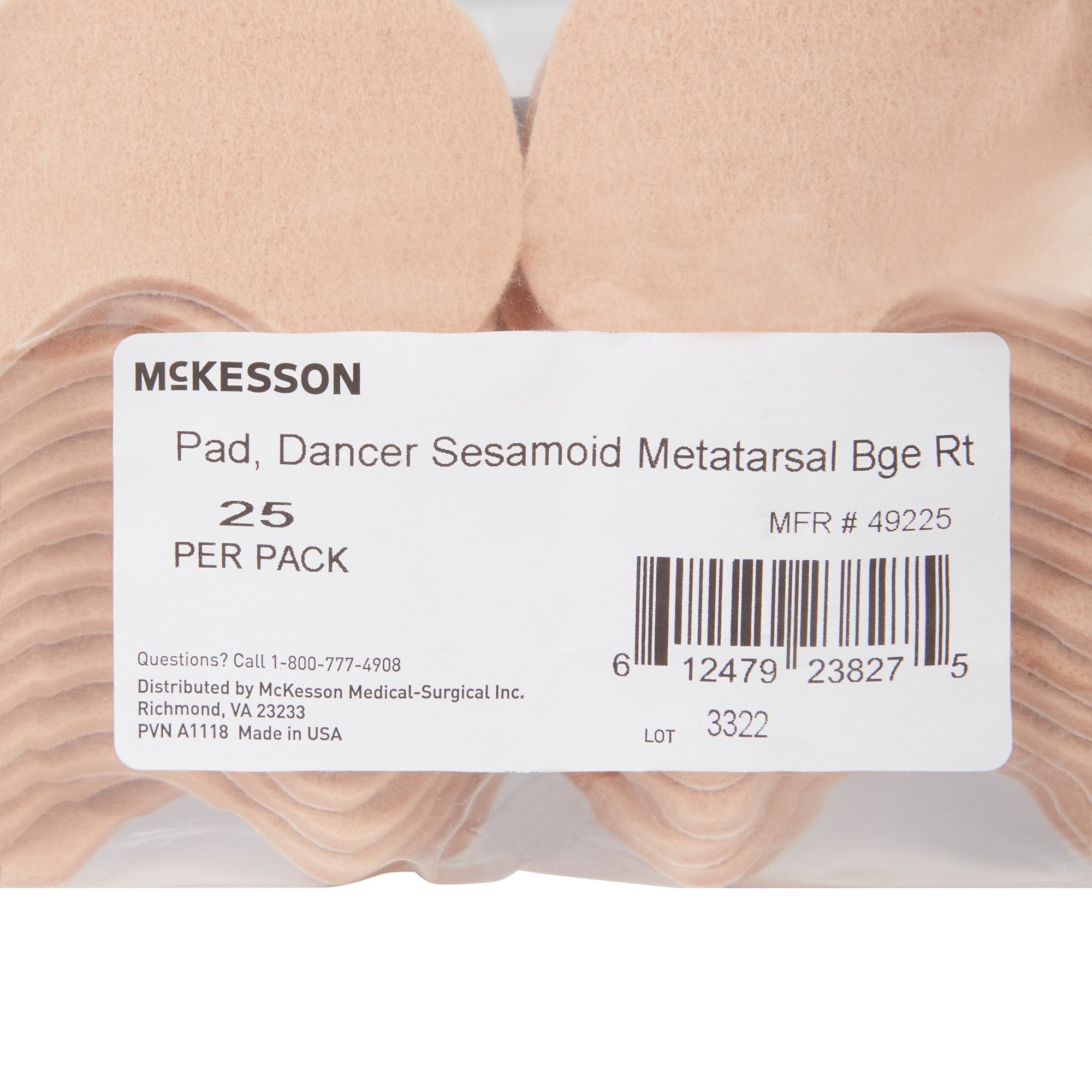 McKesson Dancer Sesamoid Pad for Right Foot (25 Units)